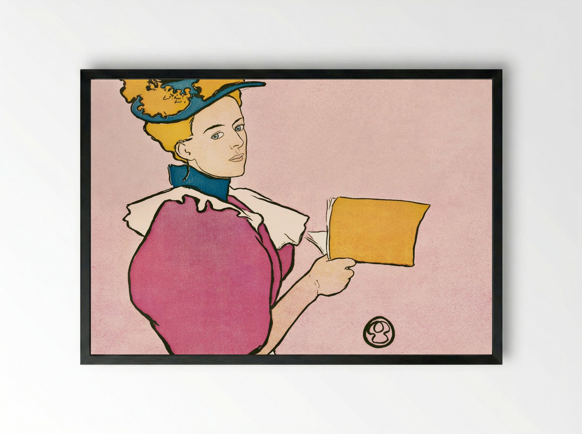 Woman Holding Book - Edward Penfield - Framed Print Black