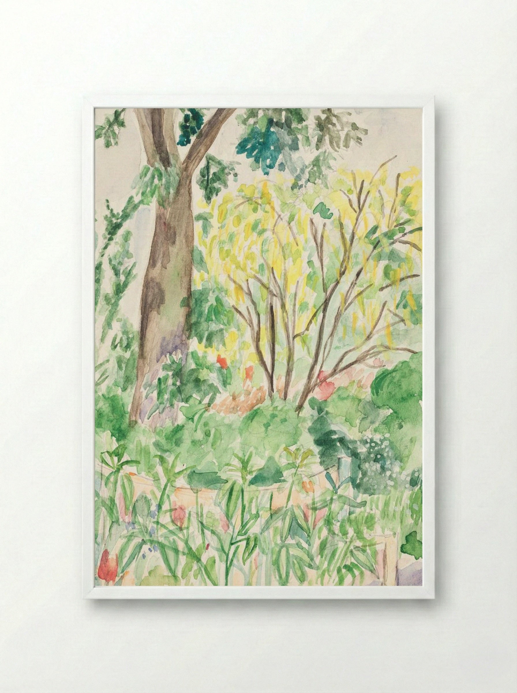 Golden Rain in a Garden - John Christensen - Framed Print White