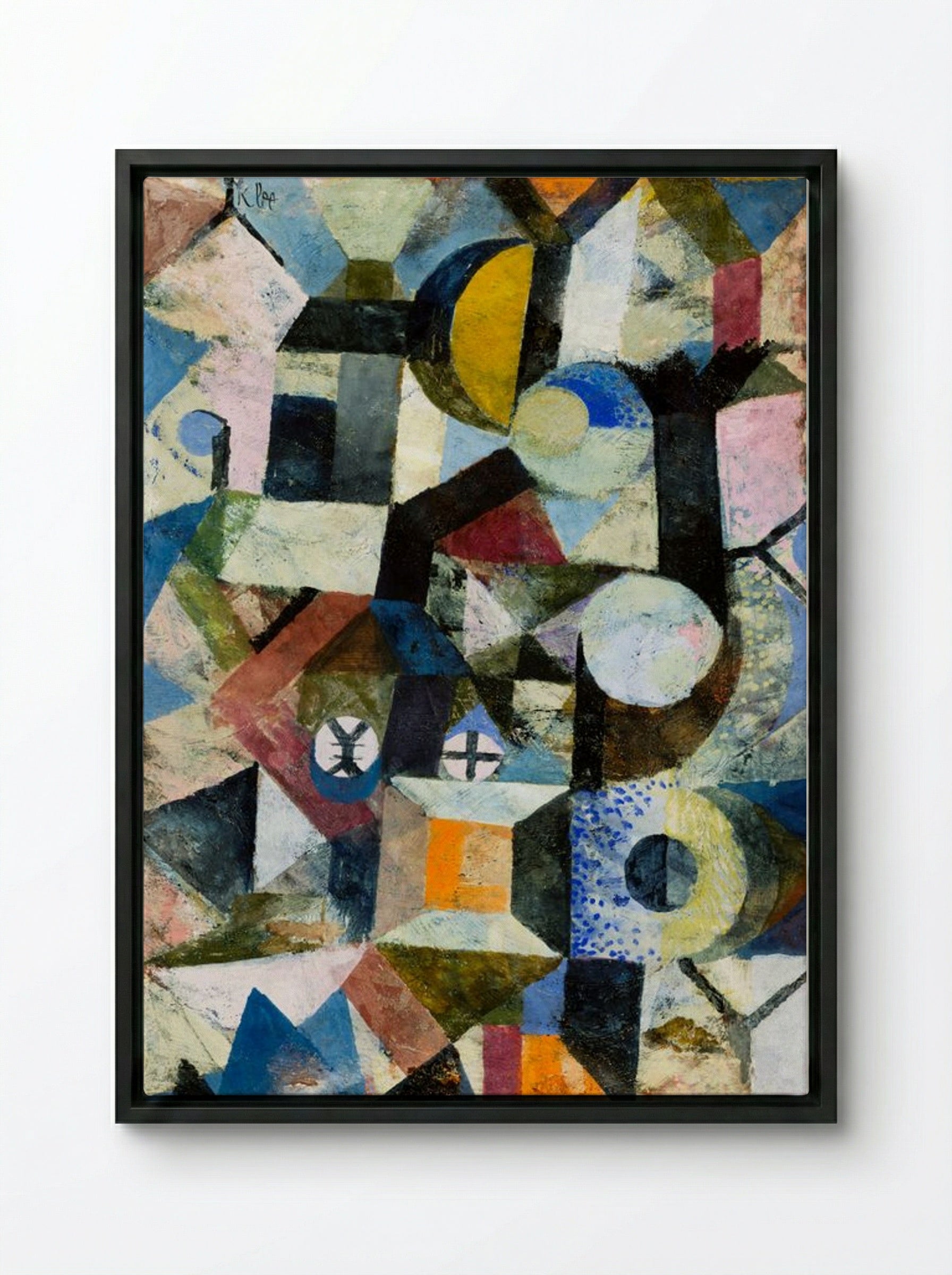 Composition with the Yellow Half-Moon and the Y - Paul Klee - Framed Canvas Black
