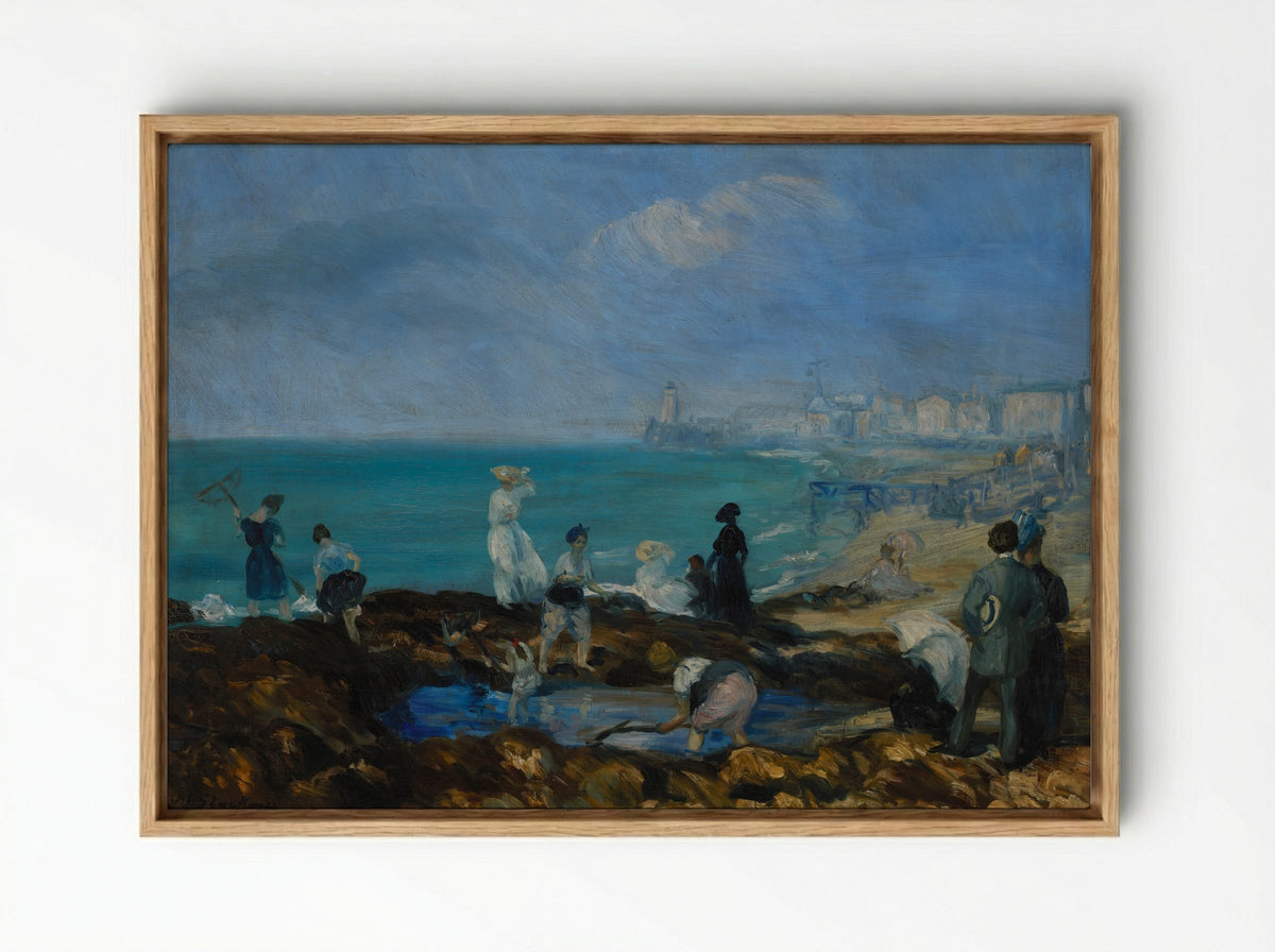 Beach at Dieppe - William James Glackens - Framed Canvas Wood