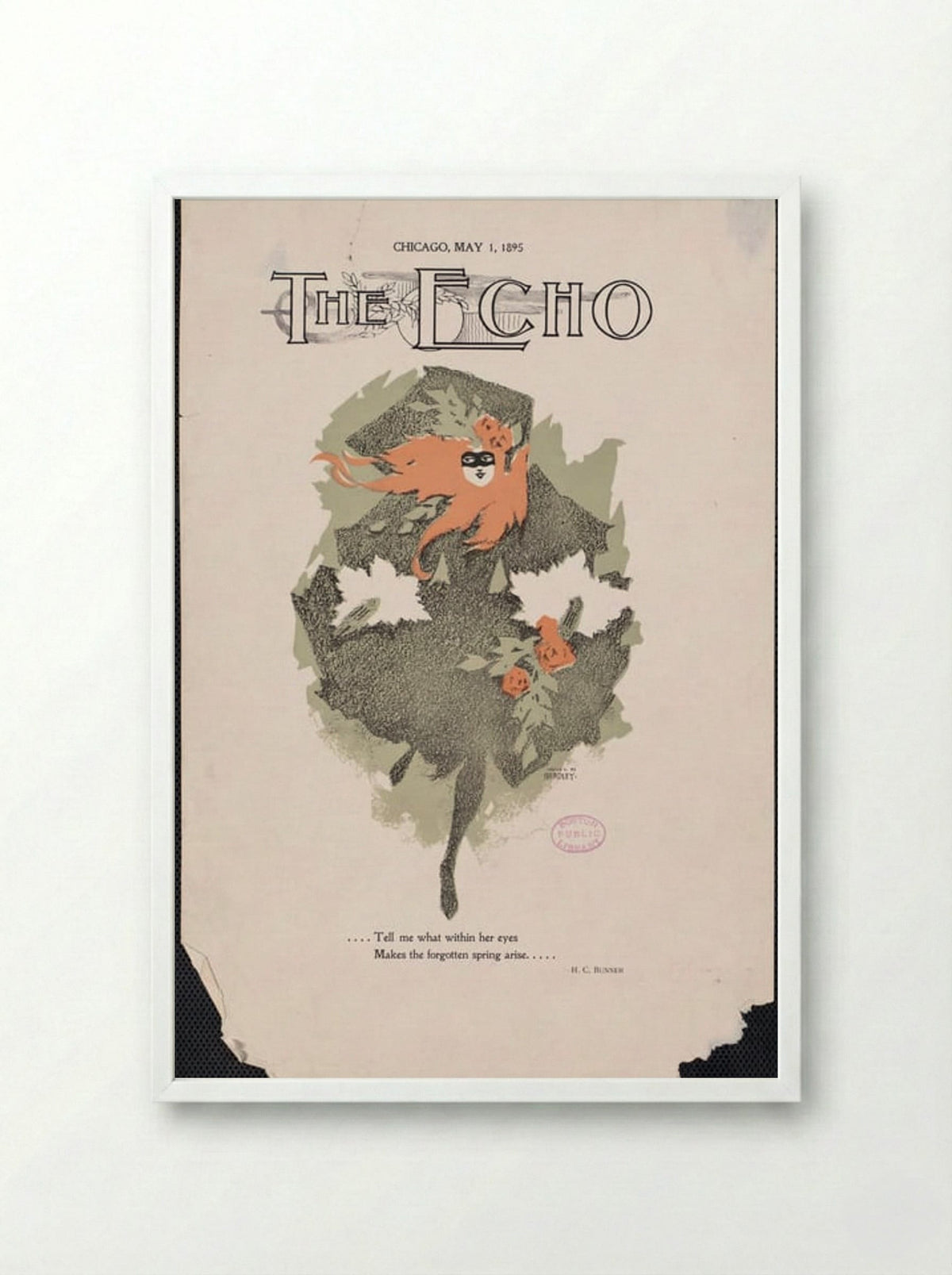 The Echo, Chicago, May 1, 1895 - Will H. Bradley - Framed Print White