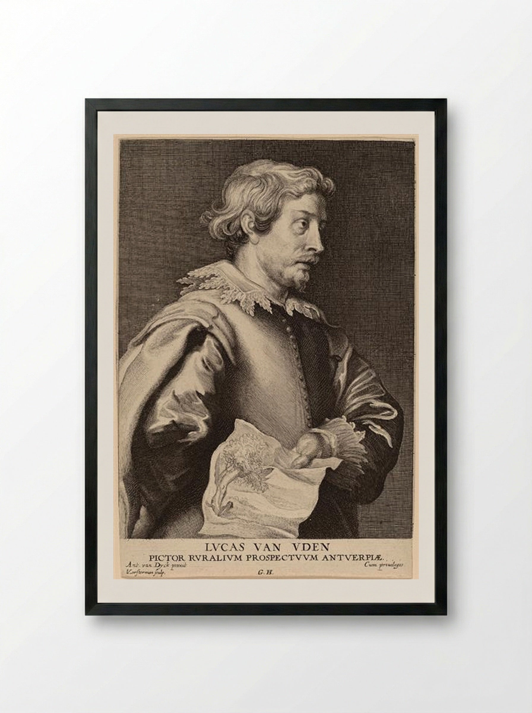 Portret van Lucas van Uden - Anthony van Dyck - Framed Print Black