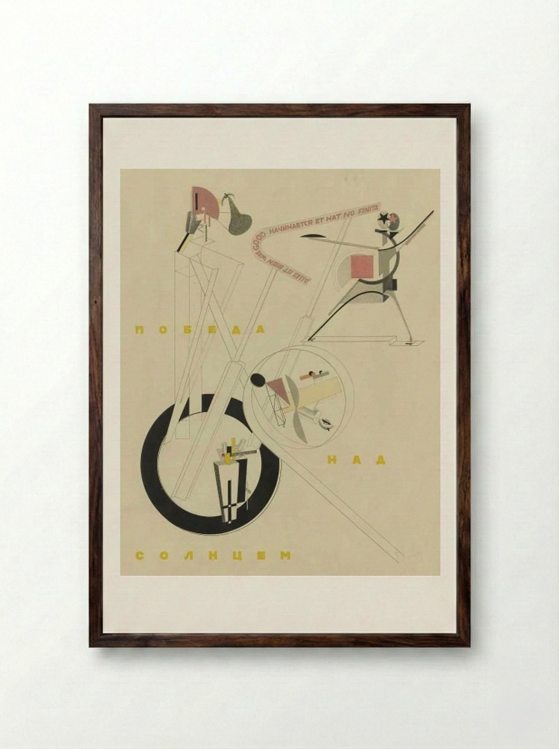 Victory over the Sun: All is well that begins well and has no end - El Lissitzky - Framed Print Dark Wood