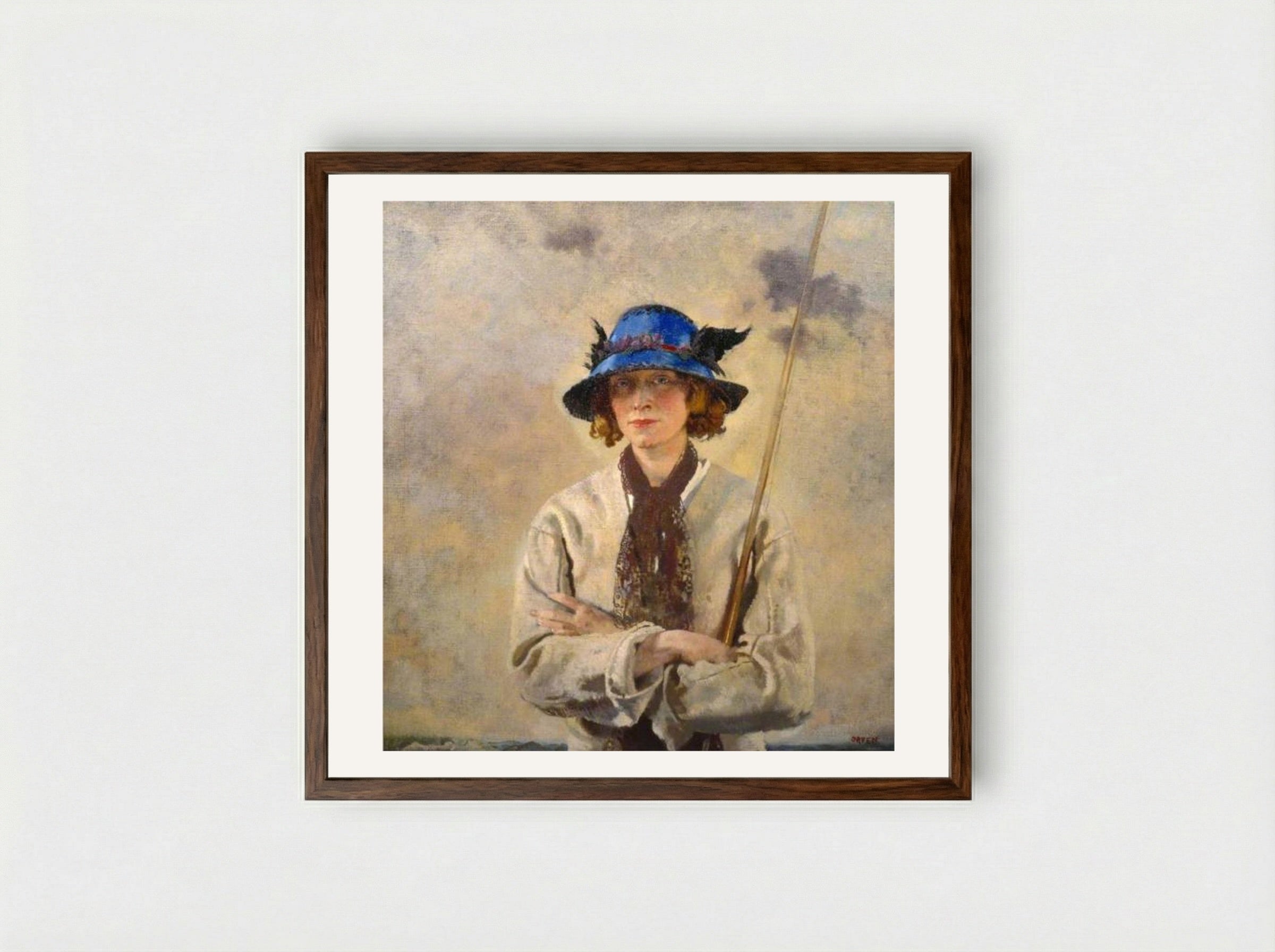 The Angler - William Orpen - Framed Print Dark Wood