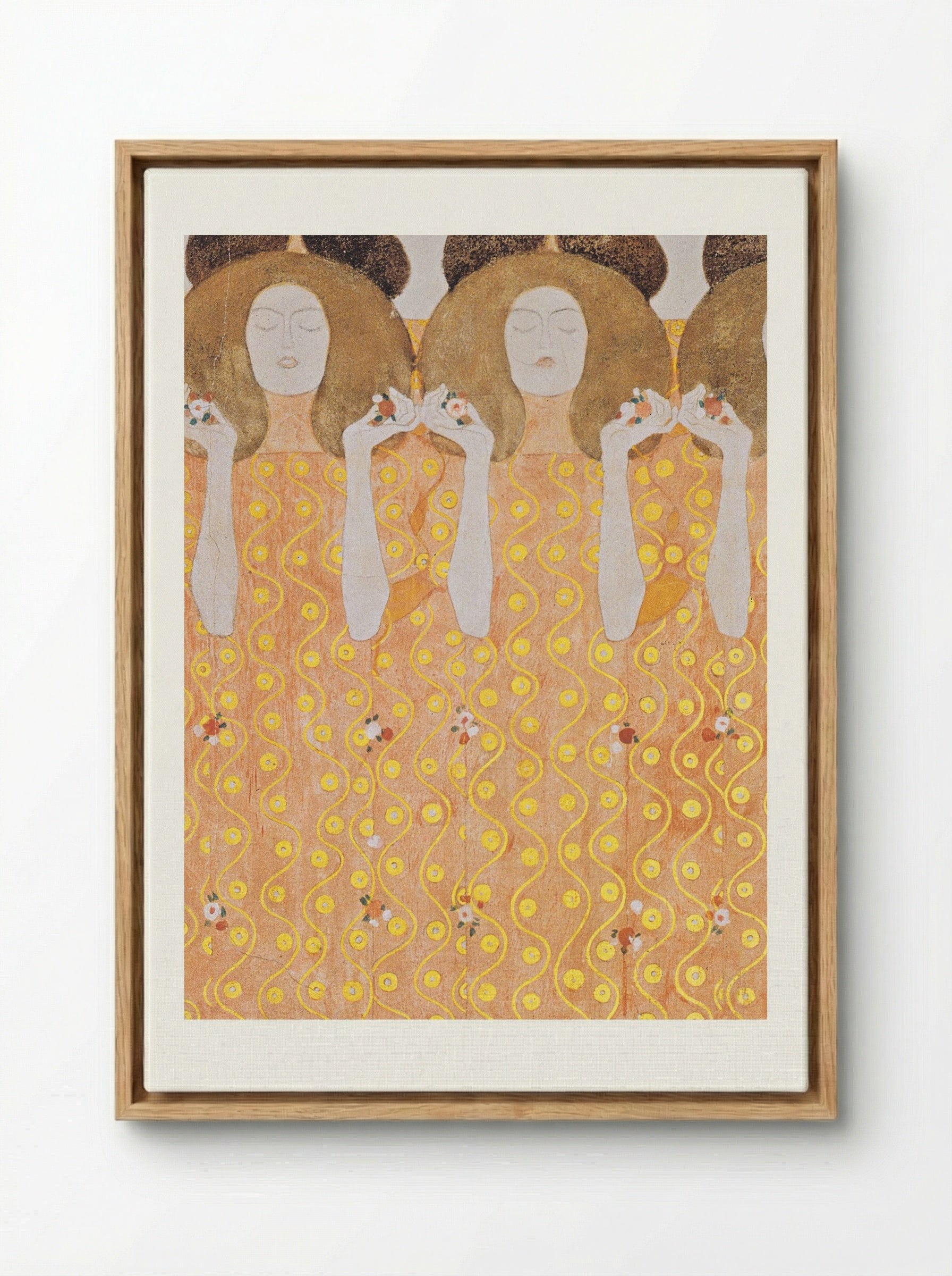 Detail from Beethoven Frieze: The Yearning for Happiness of Mankind - Gustav Klimt - Framed Canvas Wood
