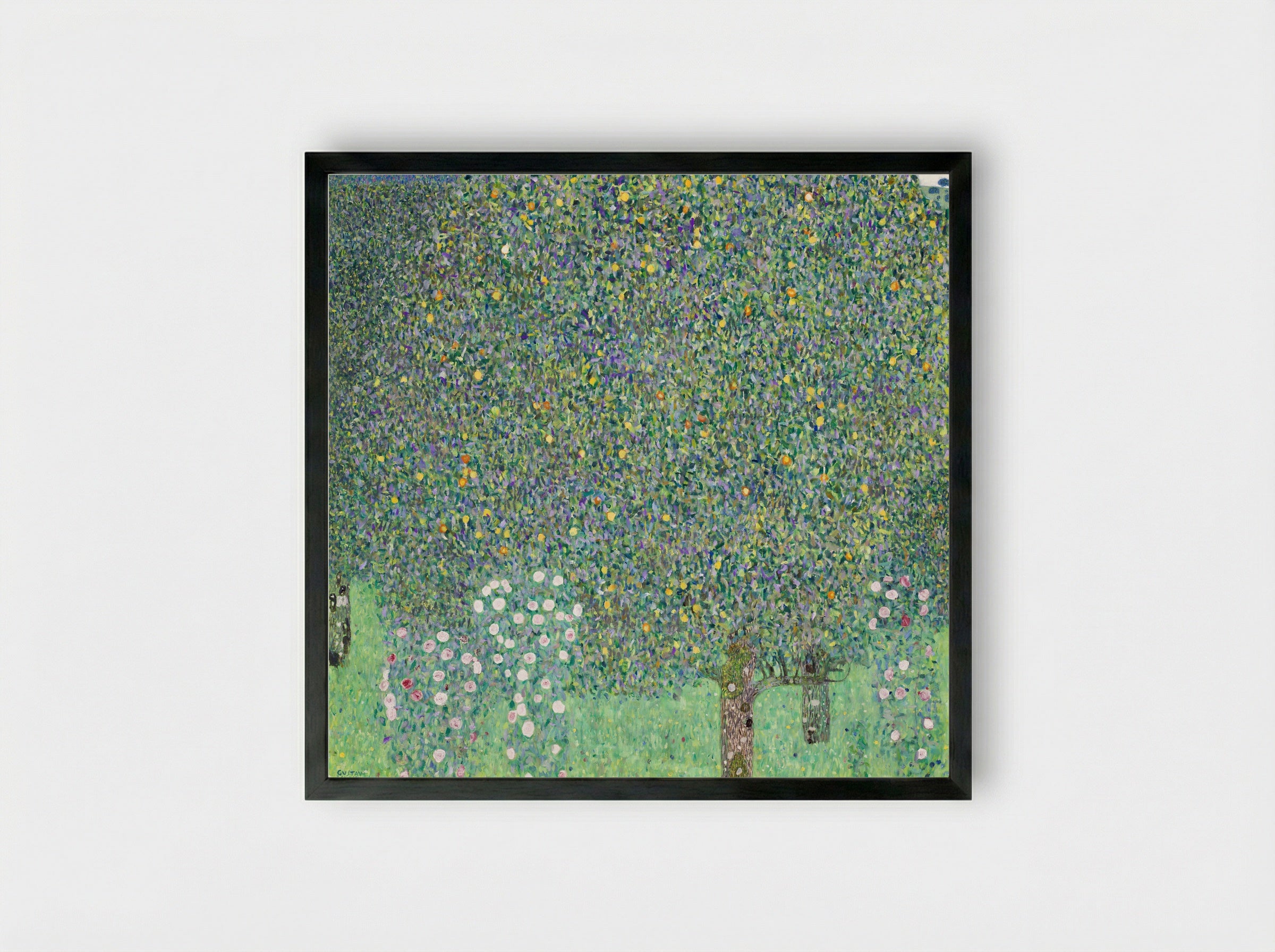 Rosebushes under the Trees - Gustav Klimt - Framed Print Black