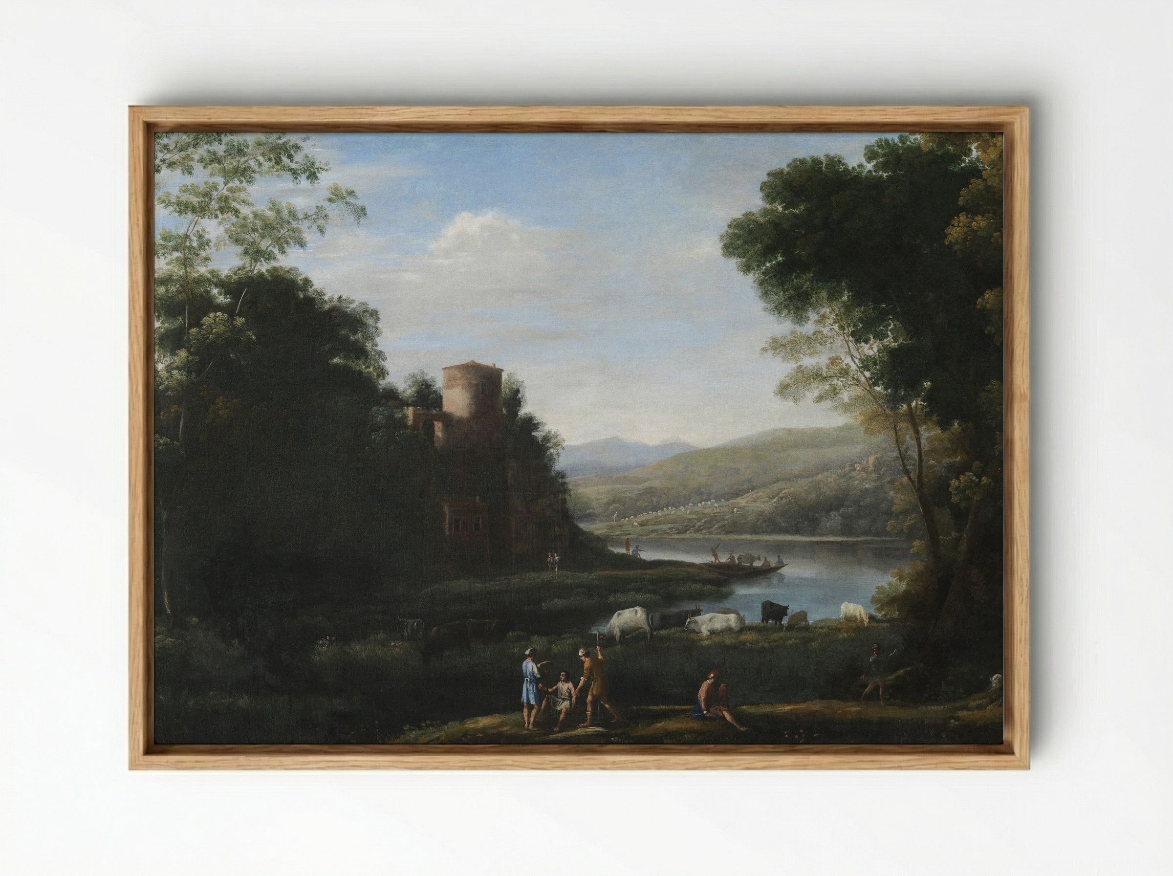 Pastoral Landscape with the Ponte Molle - Claude Lorrain - Framed Canvas Wood