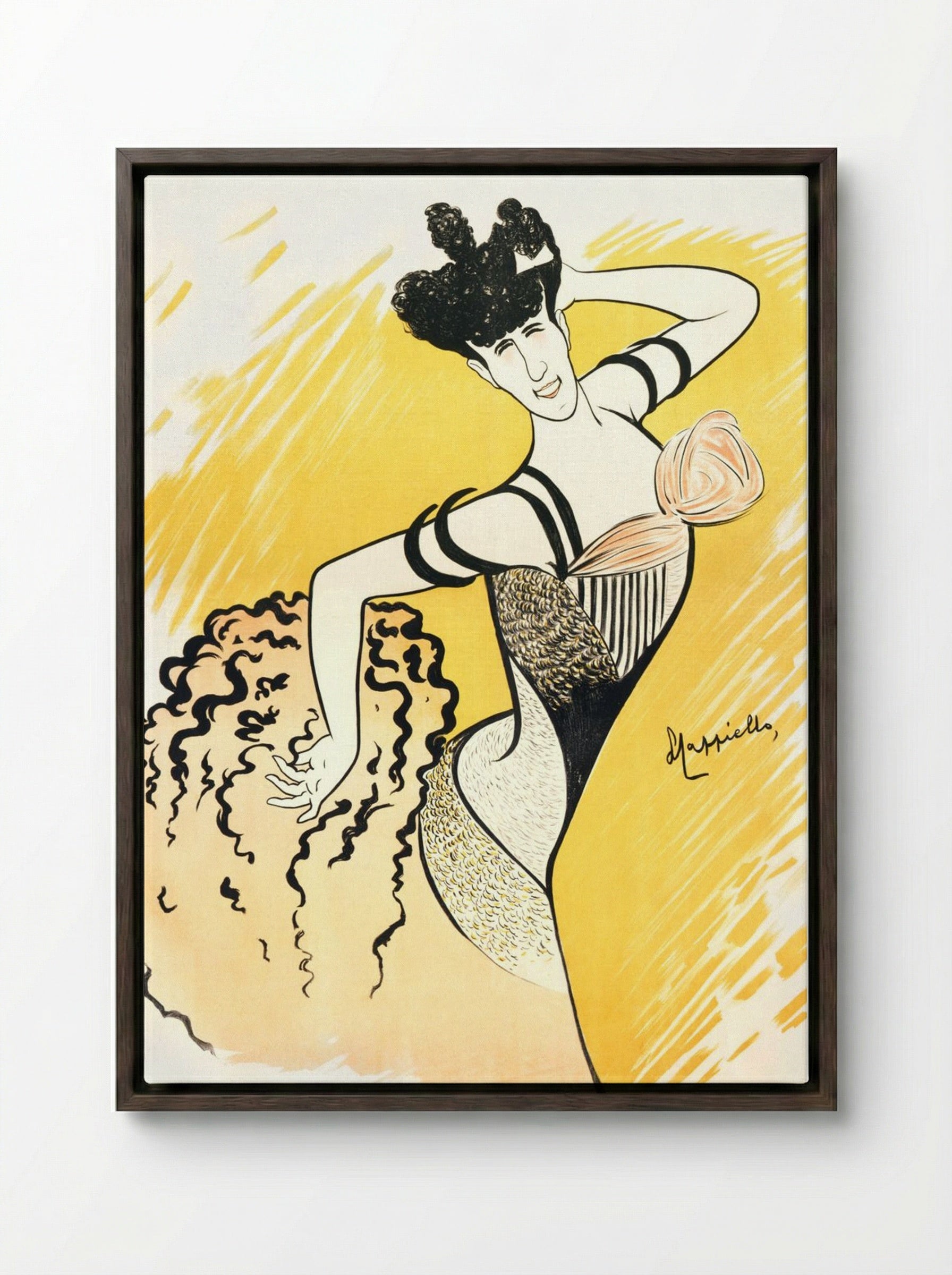 Louise Balthy at the Folies-Bergère - Leonetto Cappiello - Framed Canvas Dark Wood