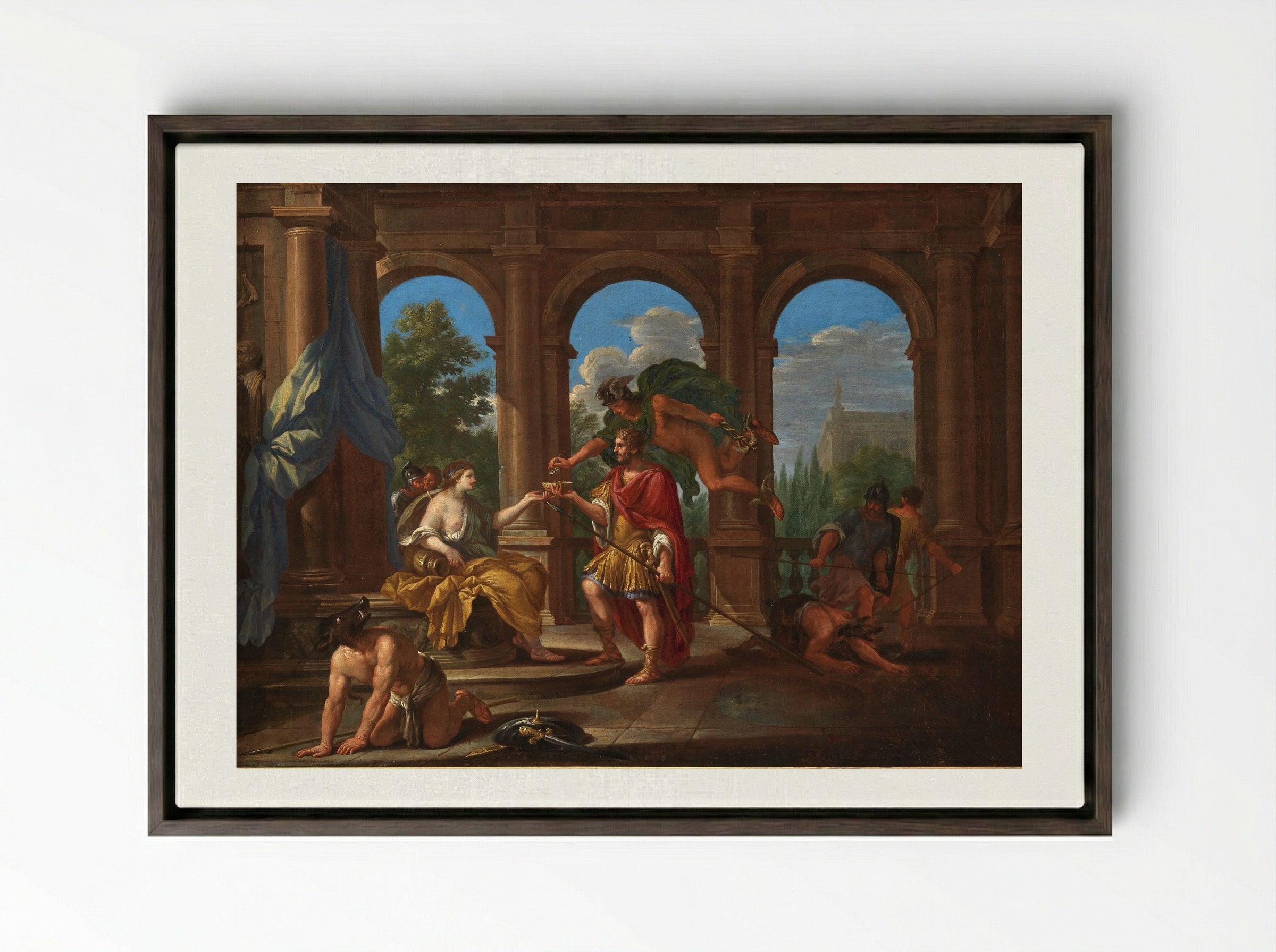 Church and Odysseus - Pietro da Cortona - Framed Canvas Dark Wood