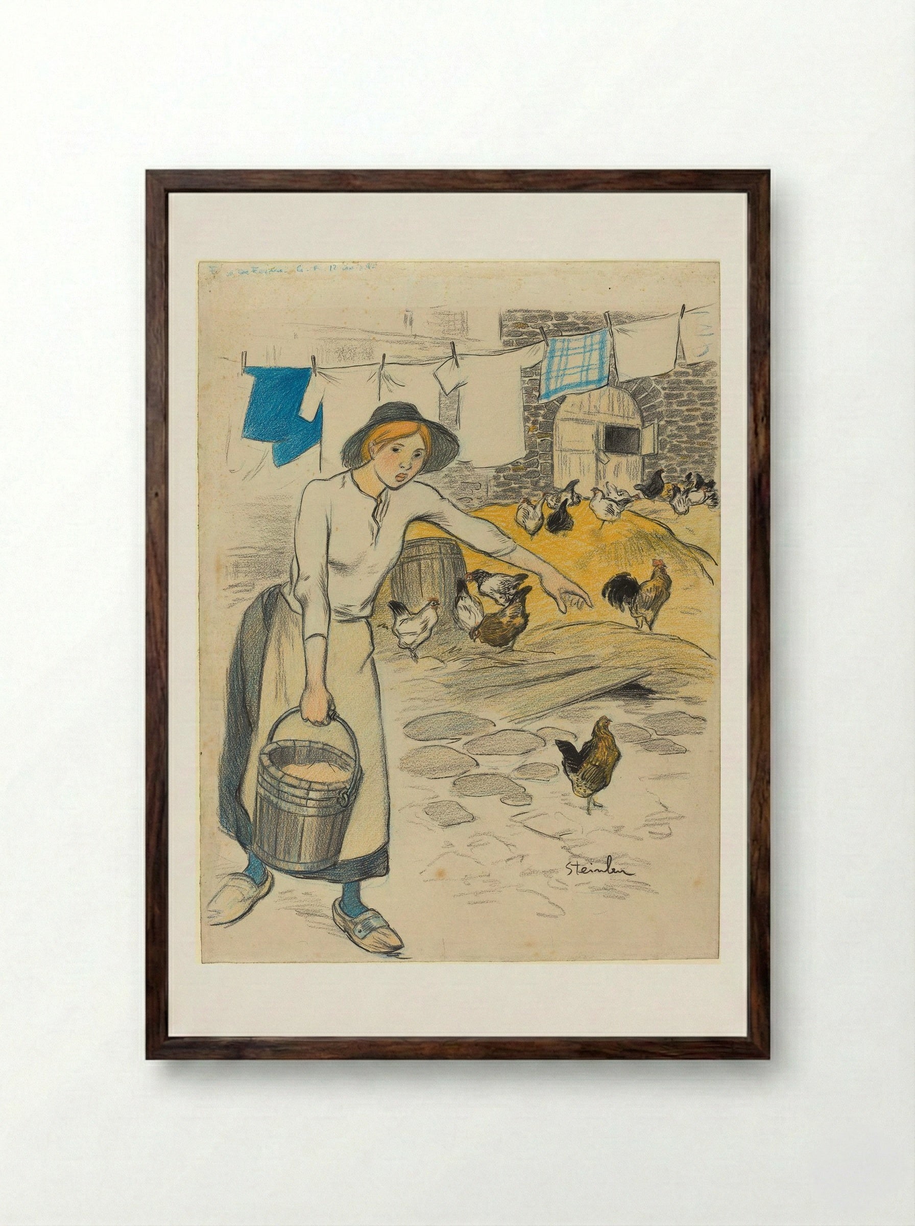 Fille de Ferme - Théophile Alexandre Steinlen - Framed Print Dark Wood