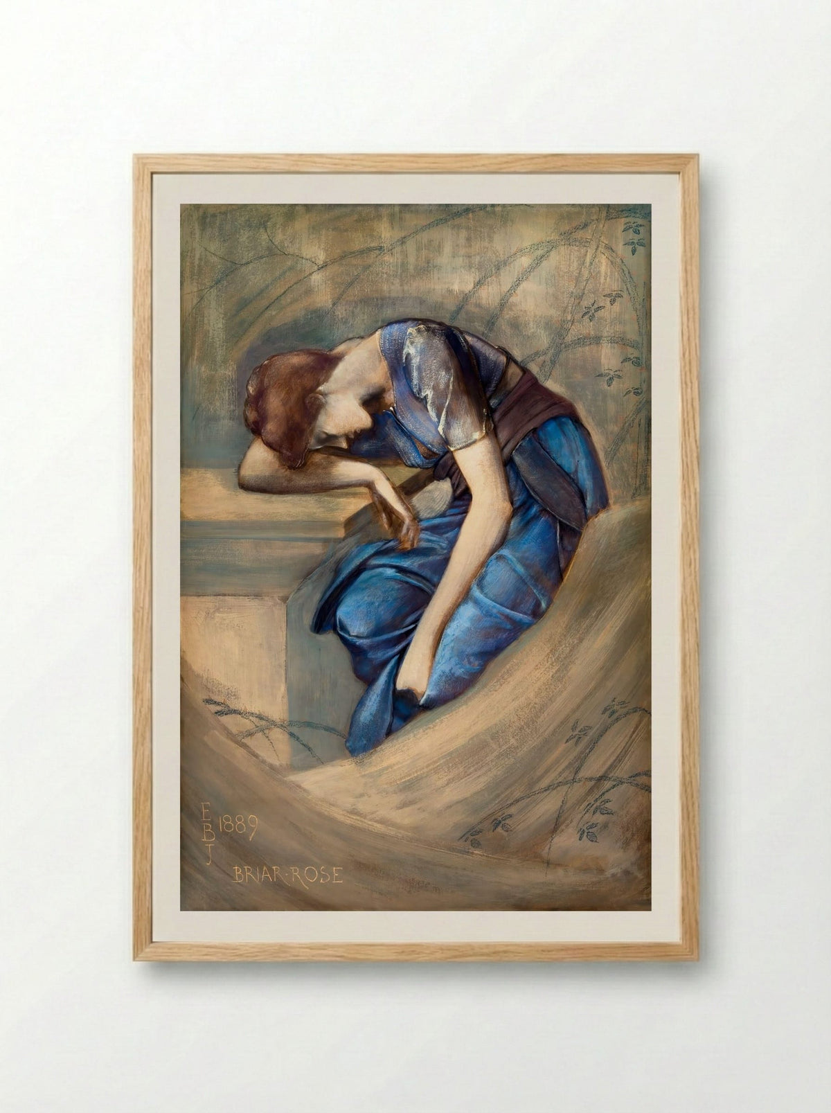 Study for 'The Garden Court' (from The Briar Rose Series) - Sir Edward Burne-Jones - Framed Print Wood