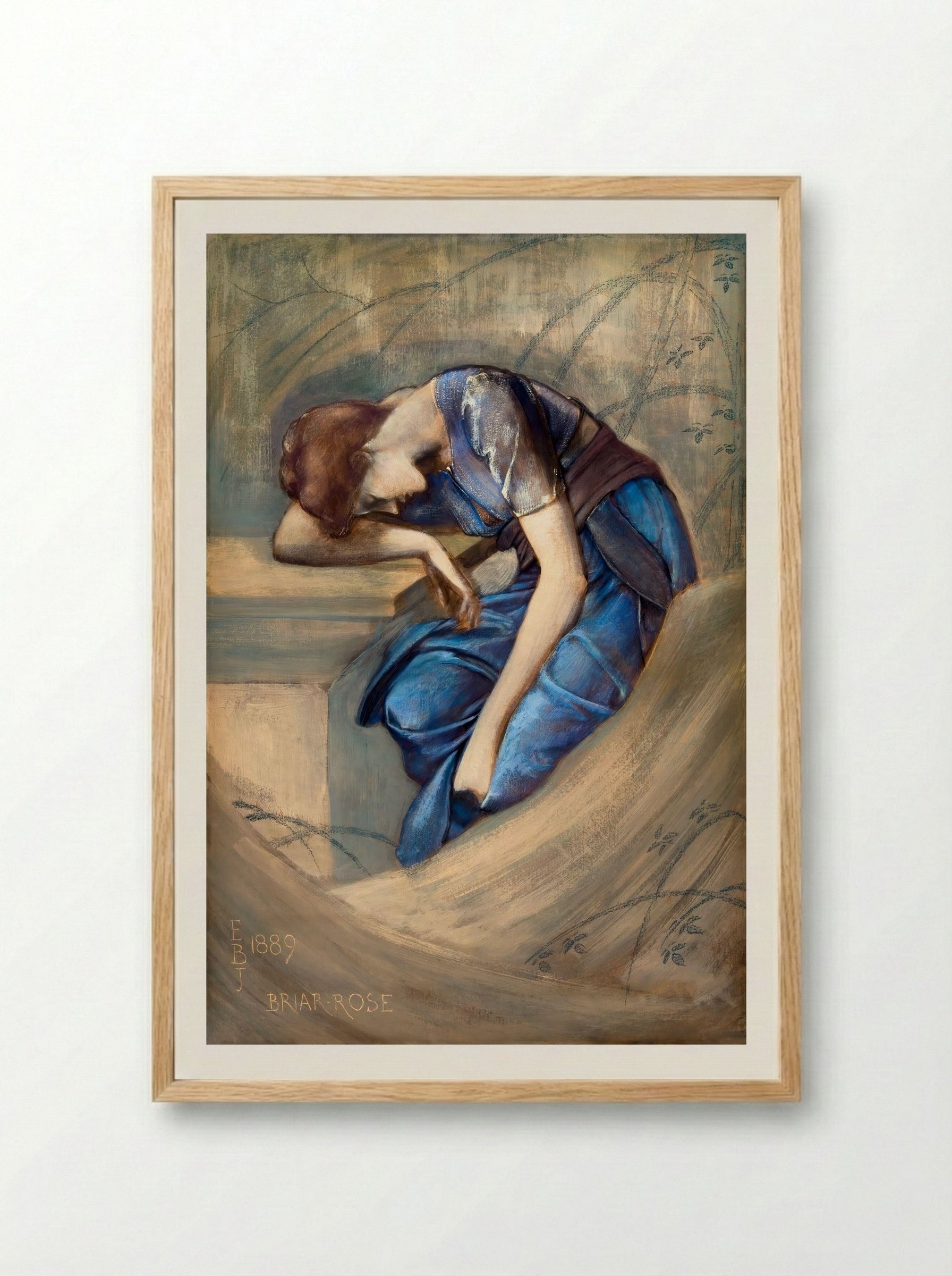 Study for 'The Garden Court' (from The Briar Rose Series) - Sir Edward Burne-Jones - Framed Print Wood