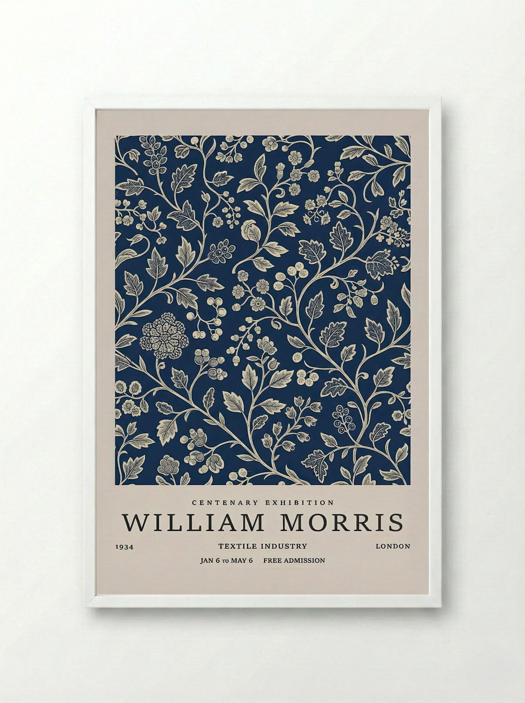 Botanical Vine Tapestry – William Morris Collection - Framed Print White
