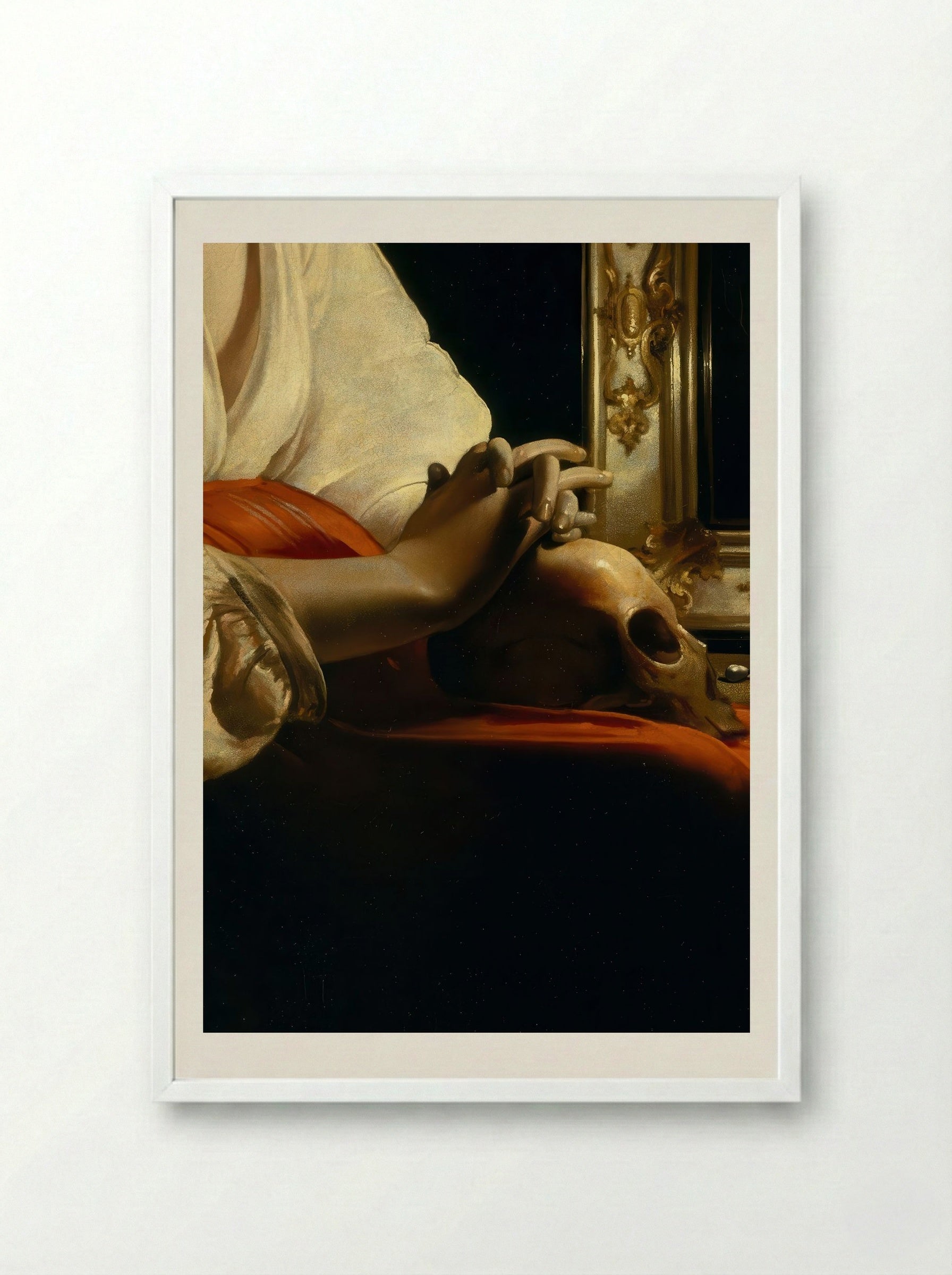 The Penitent Magdalen - Georges de La Tour - Framed Print White