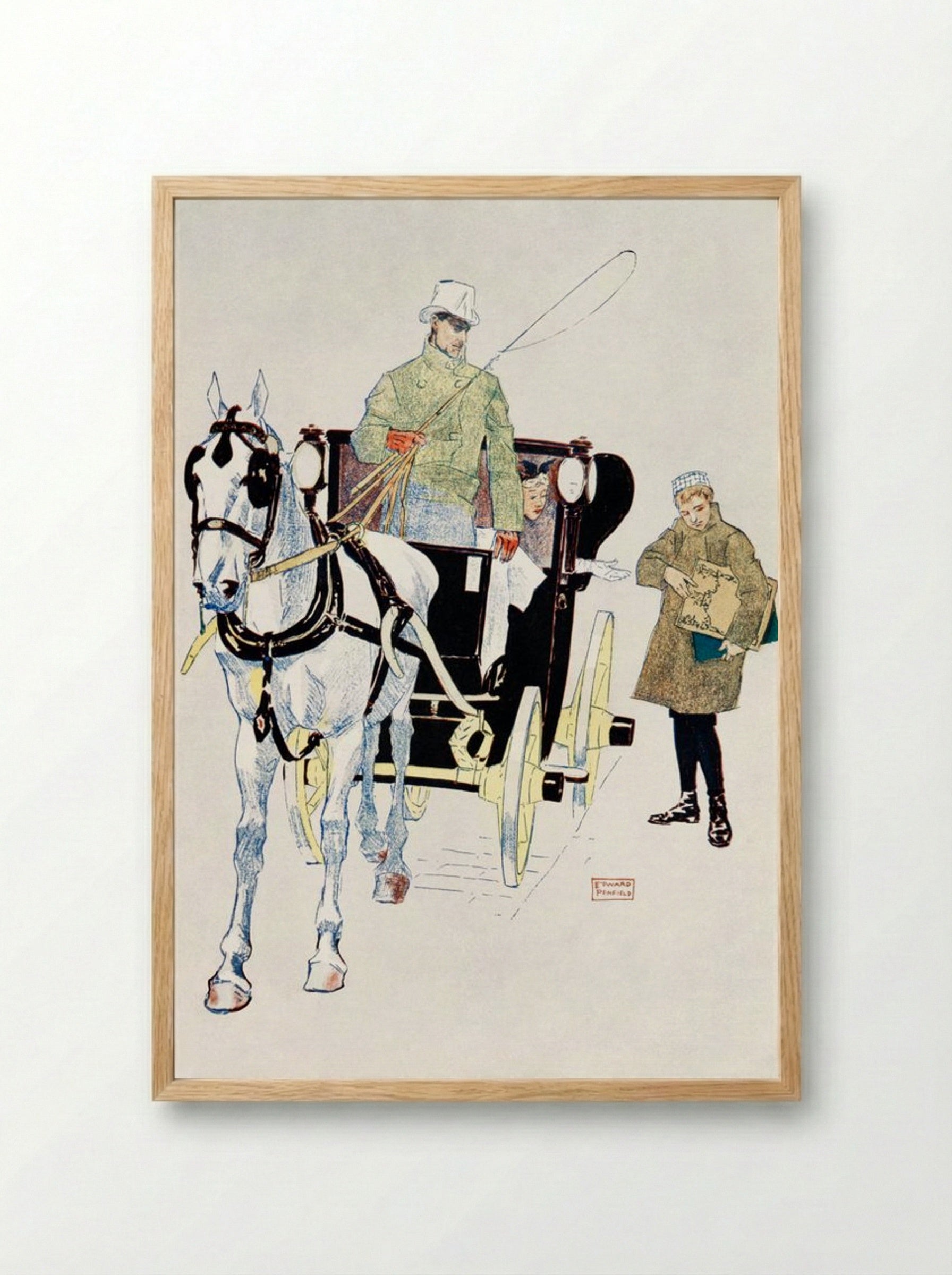 Vintage Carriage - Edward Penfield - Framed Print Wood