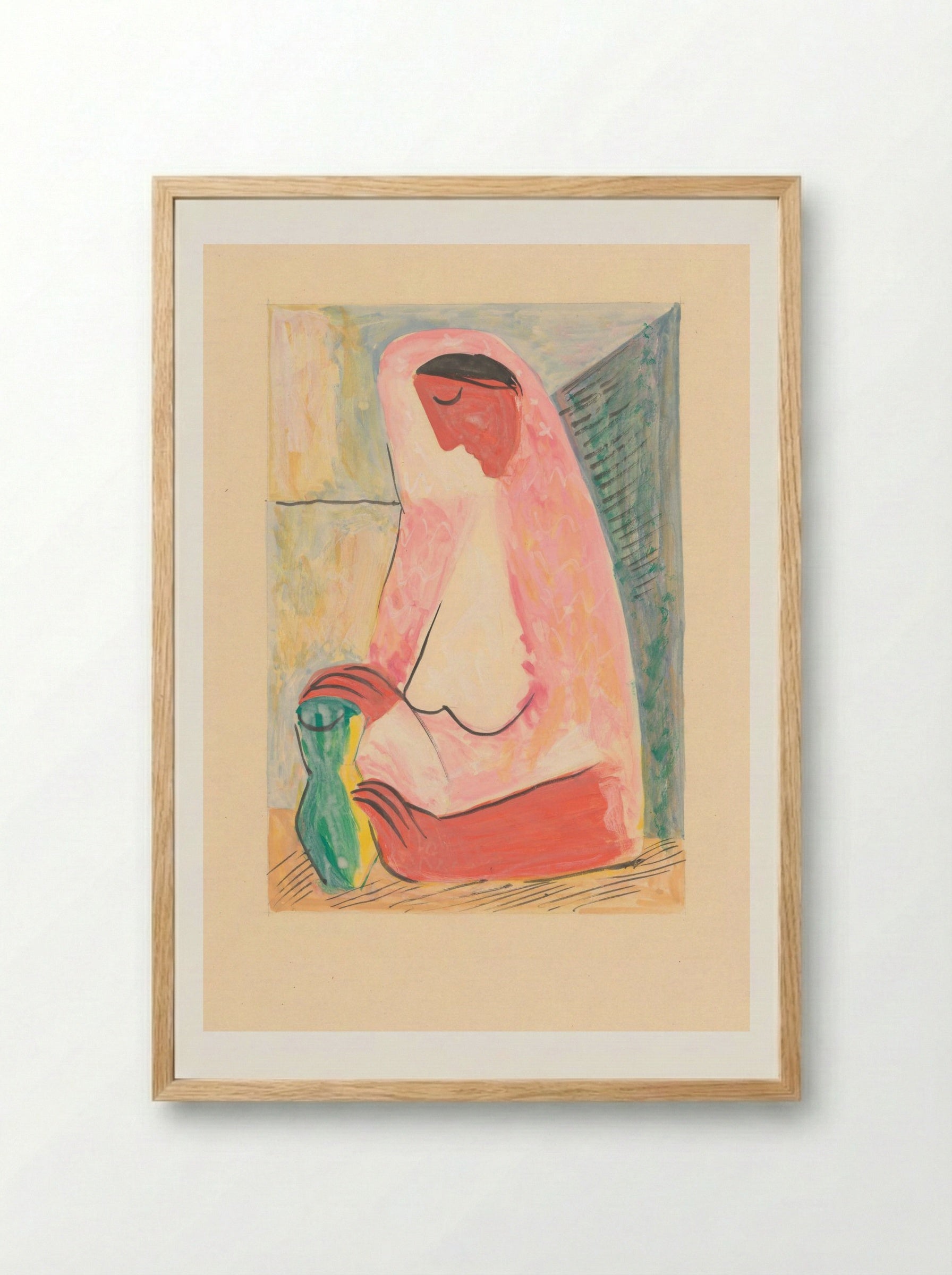 Woman with a Vase - Mikuláš Galanda - Framed Print Wood