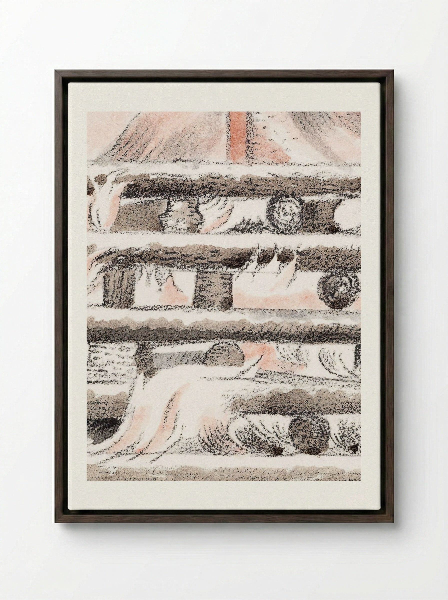 Design for Urne Buriall & Funeral Pyre - Paul Nash - Framed Canvas Dark Wood