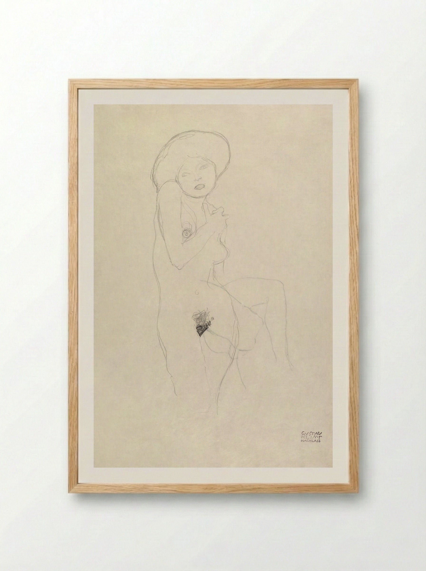 Standing Nude (Seated Woman) - Gustav Klimt - Framed Print Wood