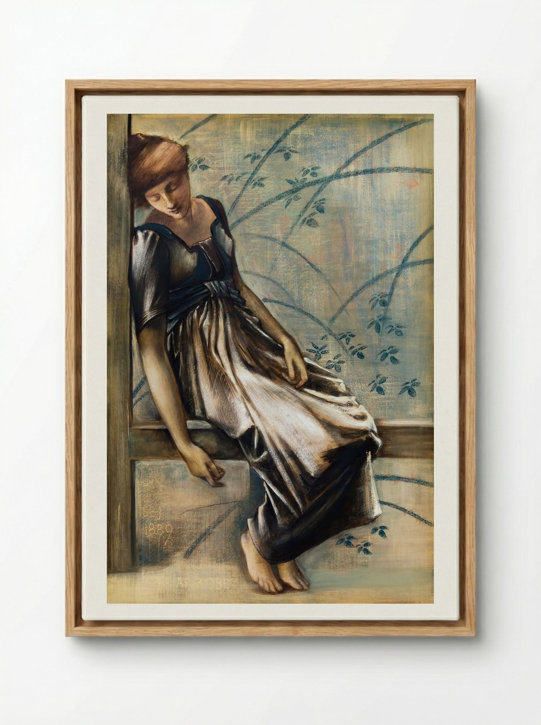 Study for 'The Garden Court' (The Briar Rose Series) - Sir Edward Burne-Jones - Framed Canvas Wood