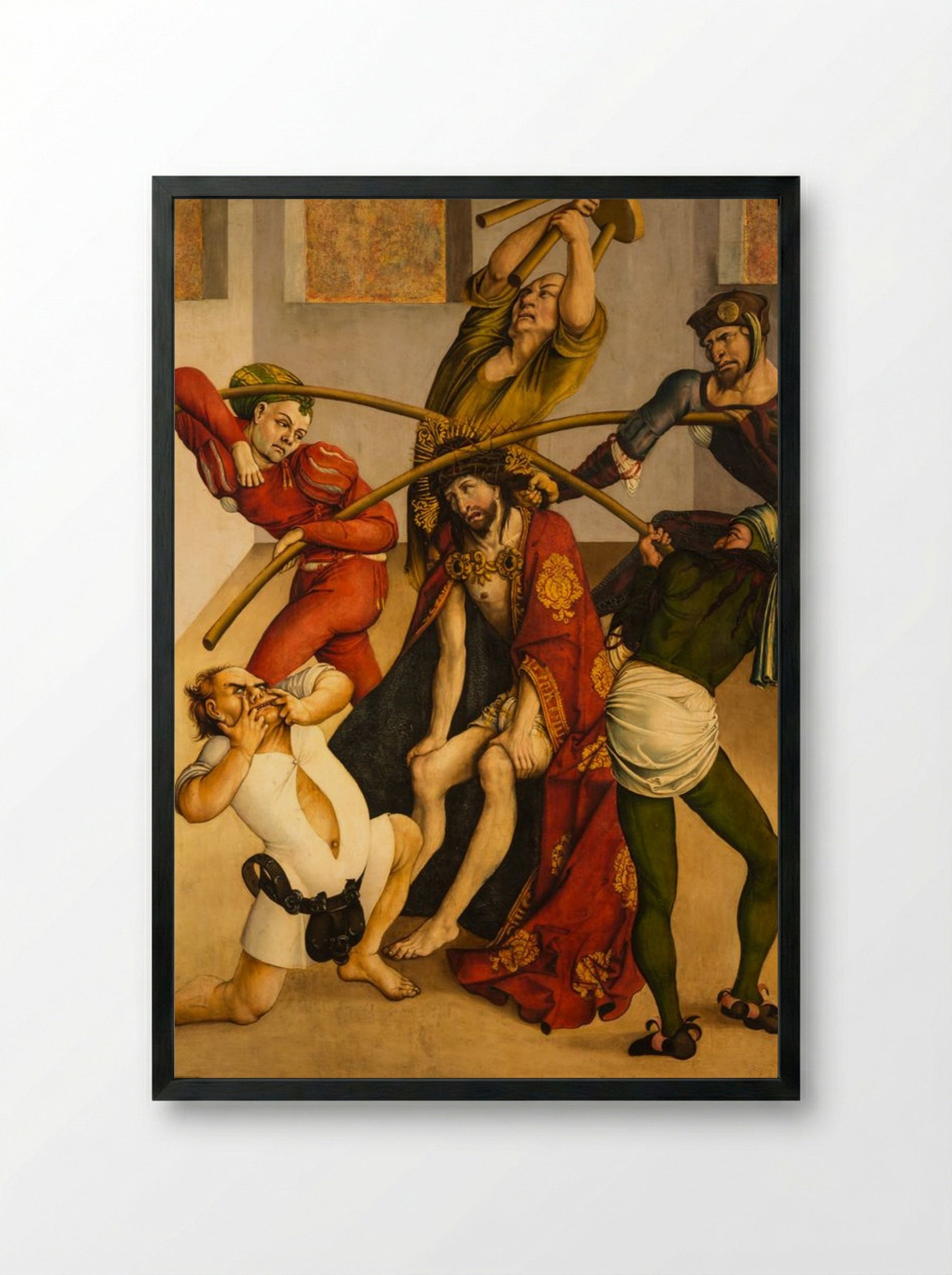 The Mocking of Christ (Melk Altar) - Jörg Breu the Elder - Framed Print Black