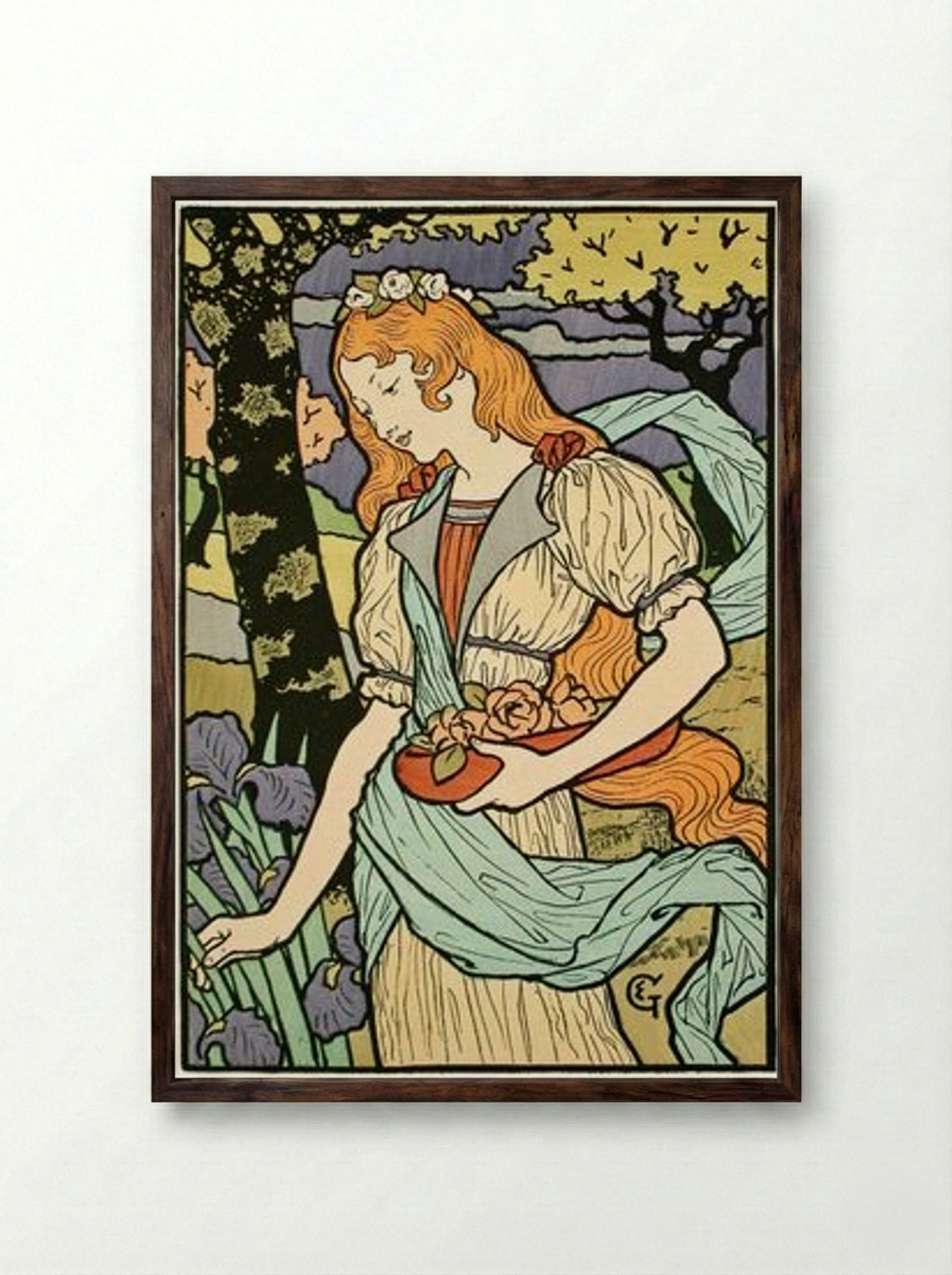 Poster for an Exhibition of French Decorative Art at the Grafton Galleries - Eugène Grasset - Framed Print Dark Wood