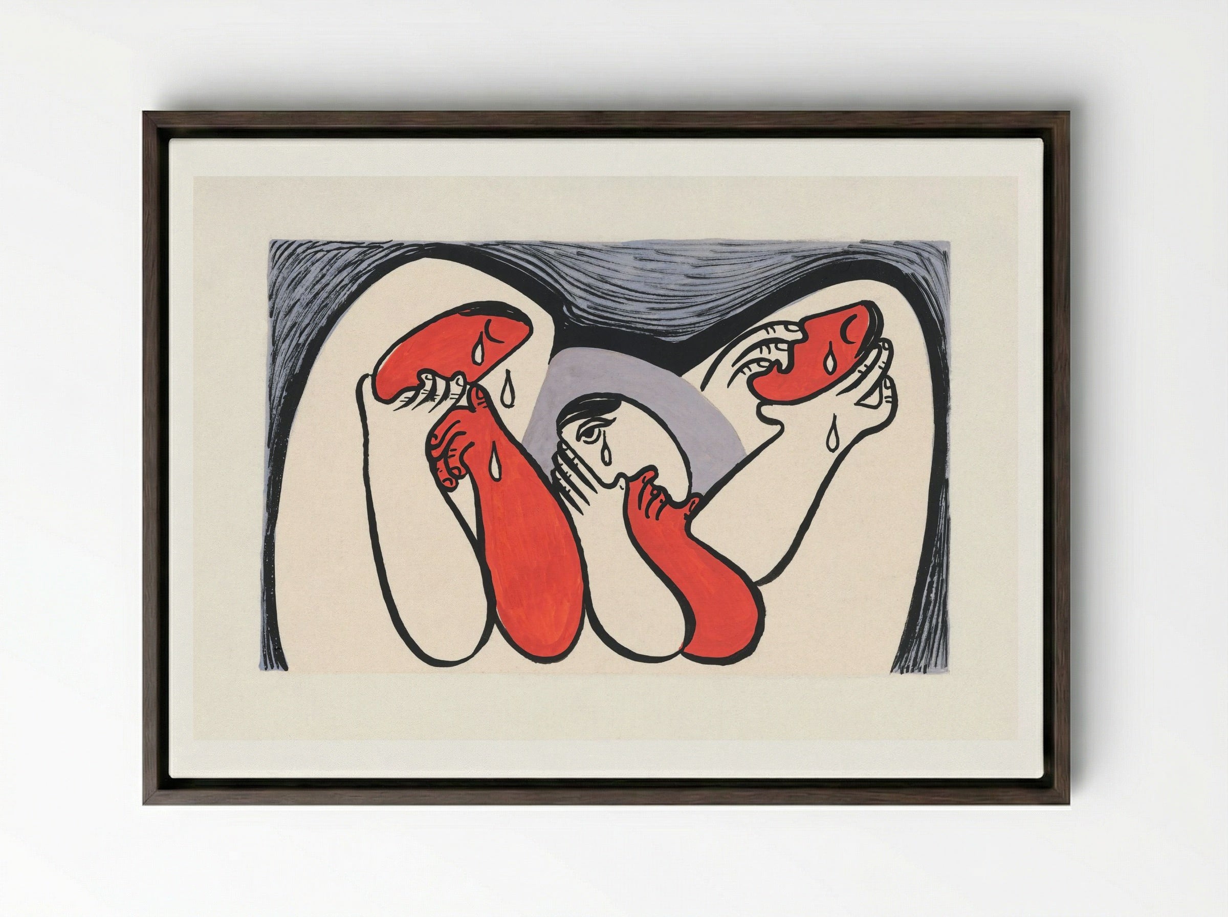 Crying Women - Mikuláš Galanda - Framed Canvas Dark Wood