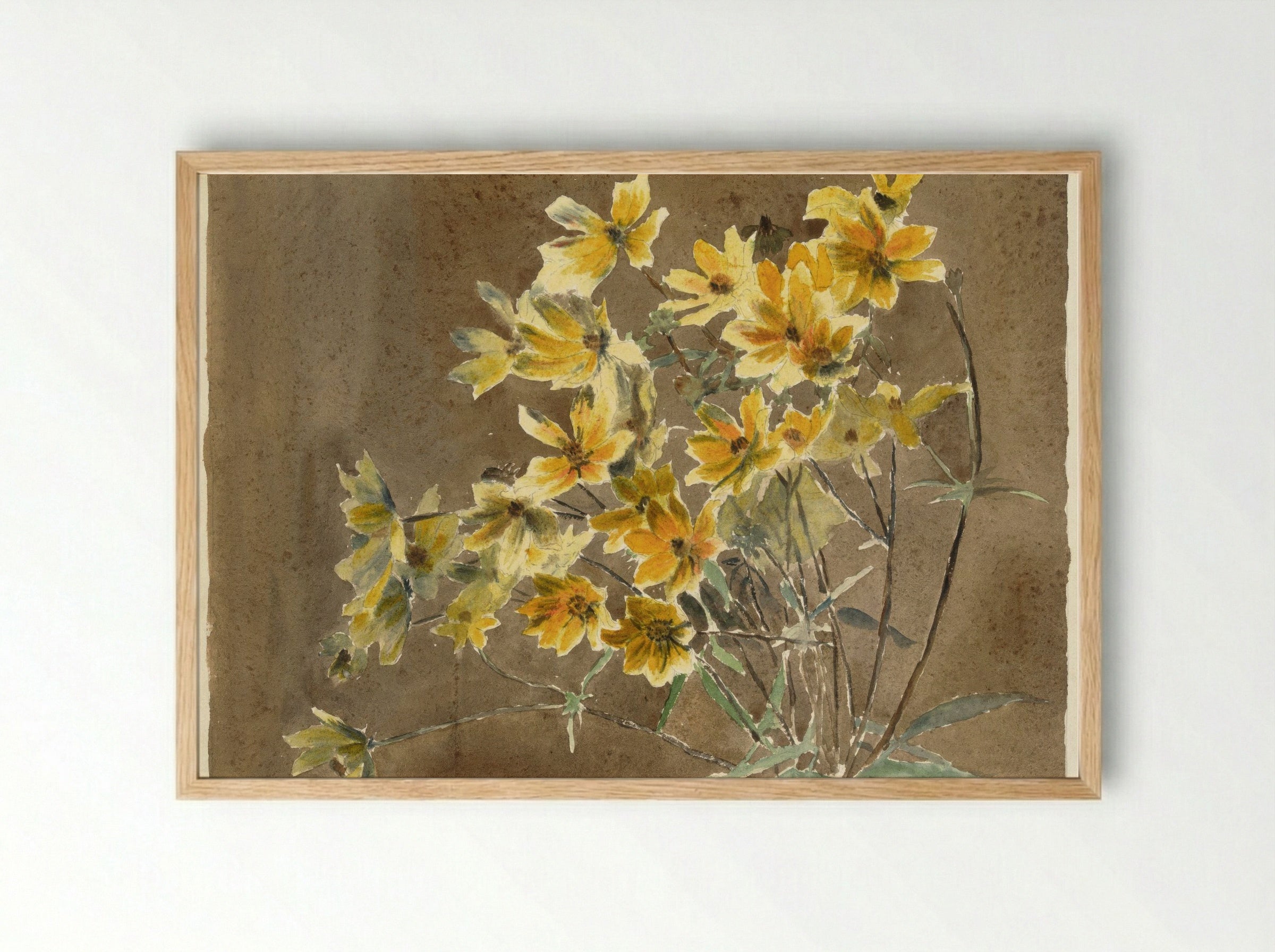 Yellow Flower with Border (1915) - Hannah Borger Overbeck - Framed Print Wood
