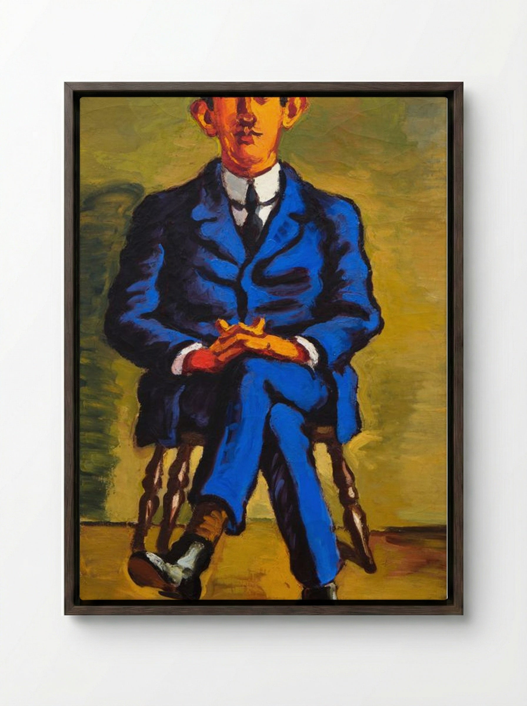 Portrait of the Poet Emil Bønnelycke - Vilhelm Lundstrøm - Framed Canvas Dark Wood