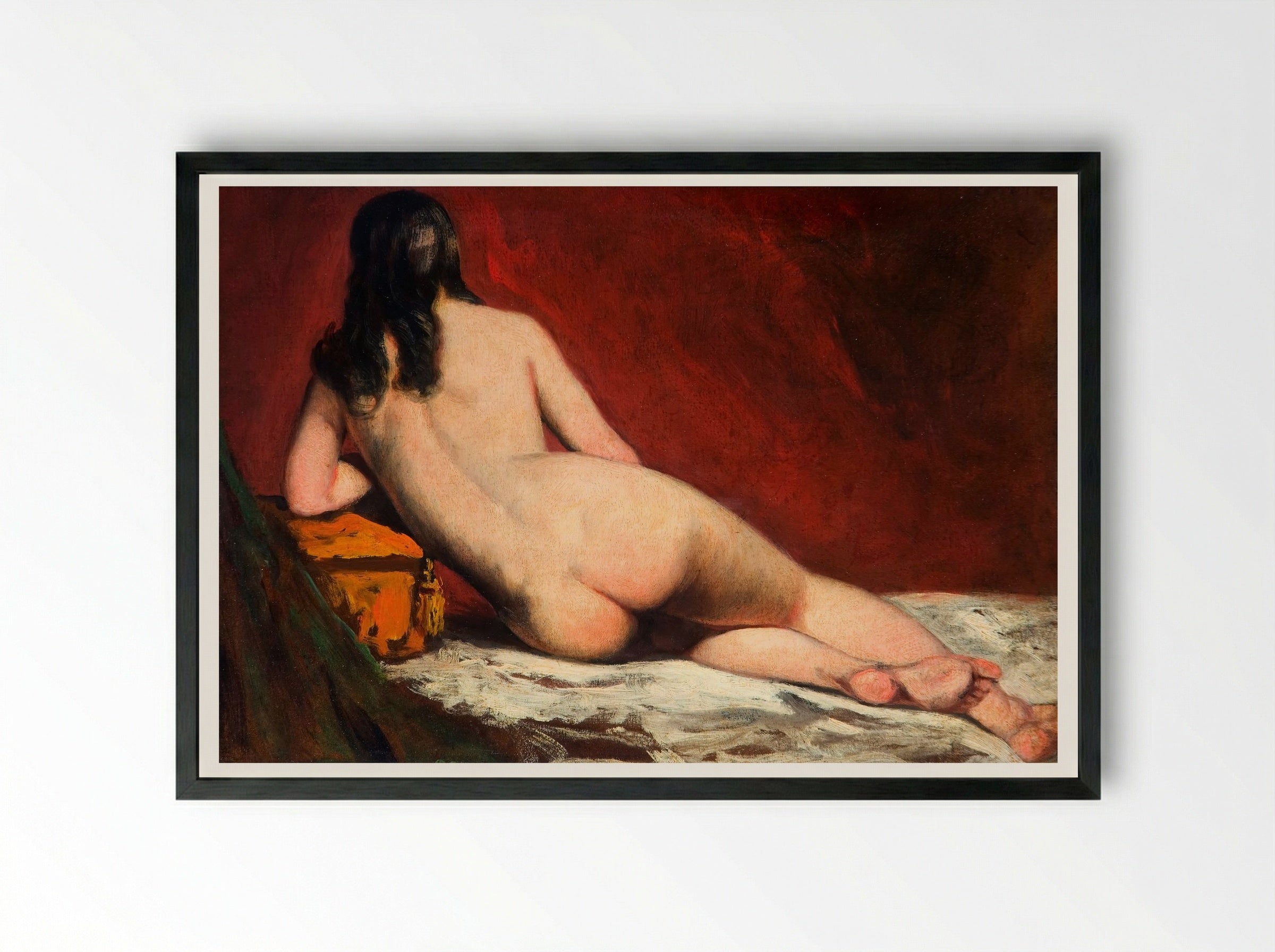 Nude Study of a Reclining Woman - William Etty - Framed Print Black