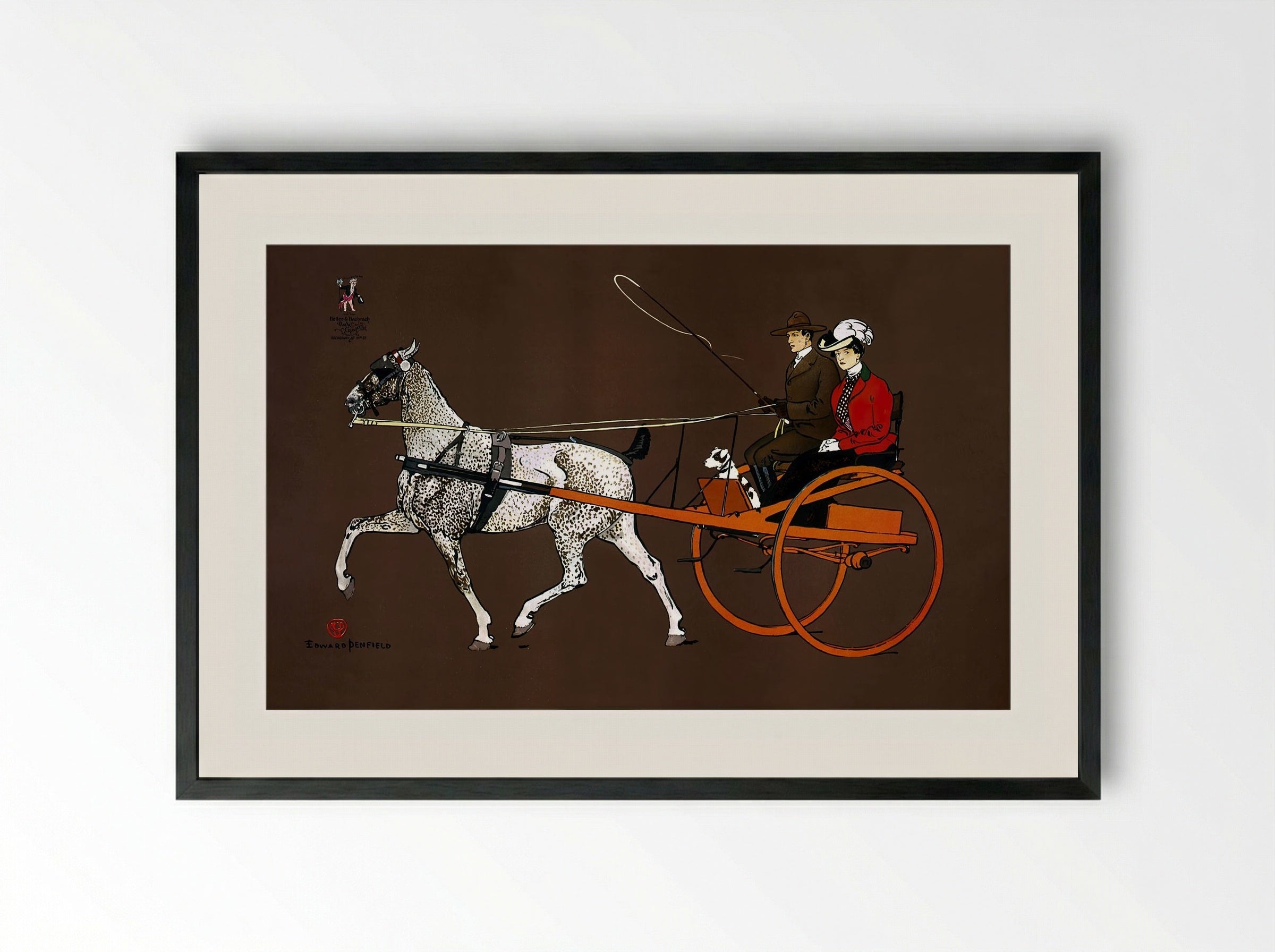 Couple in a Carriage - Edward Penfield - Framed Print Black