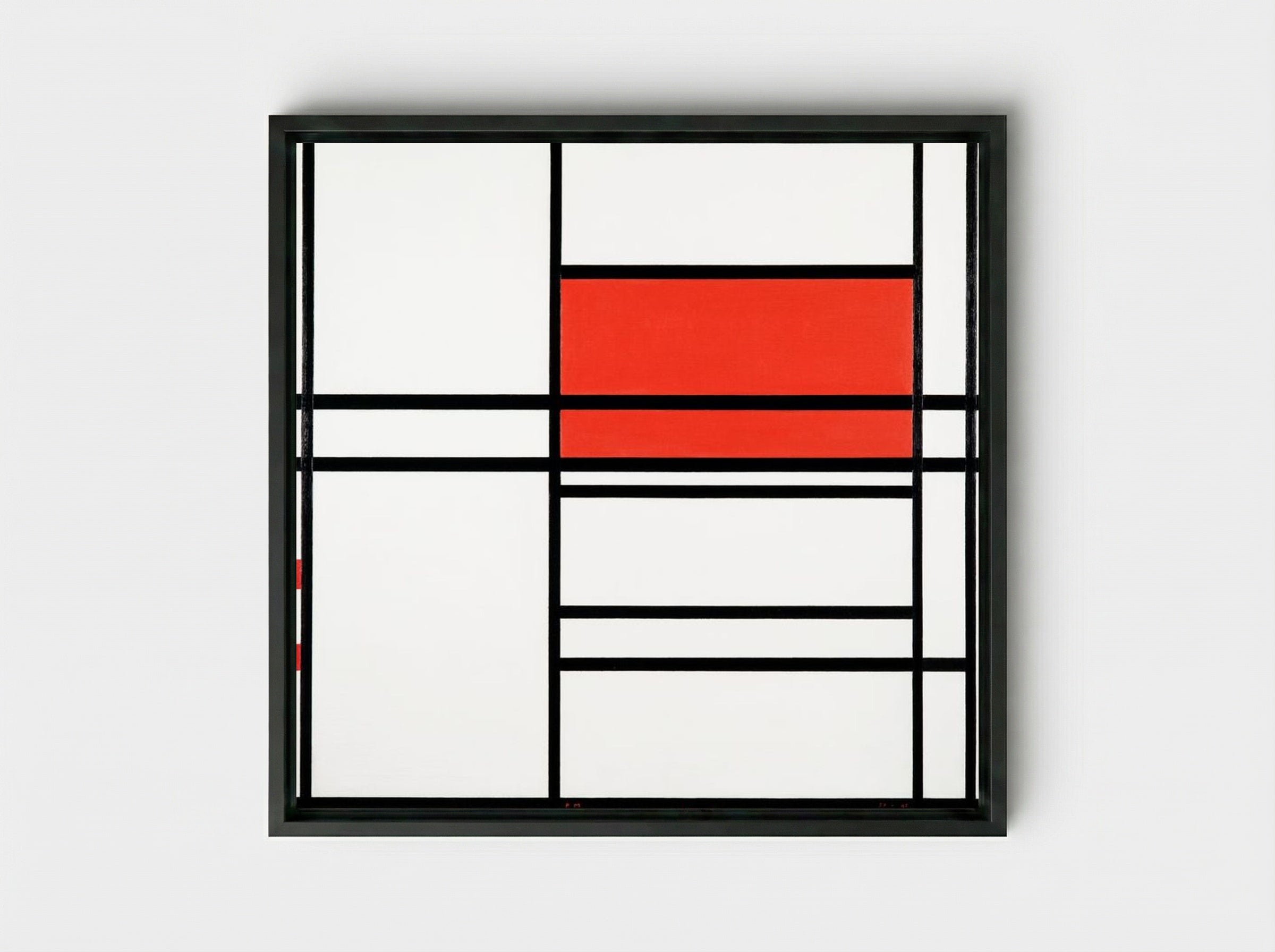 Composition No. 4 with Red and Blue - Piet Mondrian - Framed Canvas Black