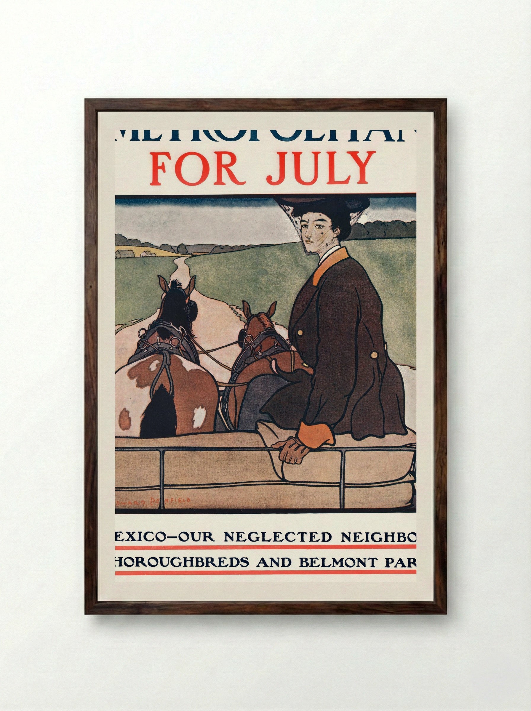 Metropolitan for July - Edward Penfield - Framed Print Dark Wood