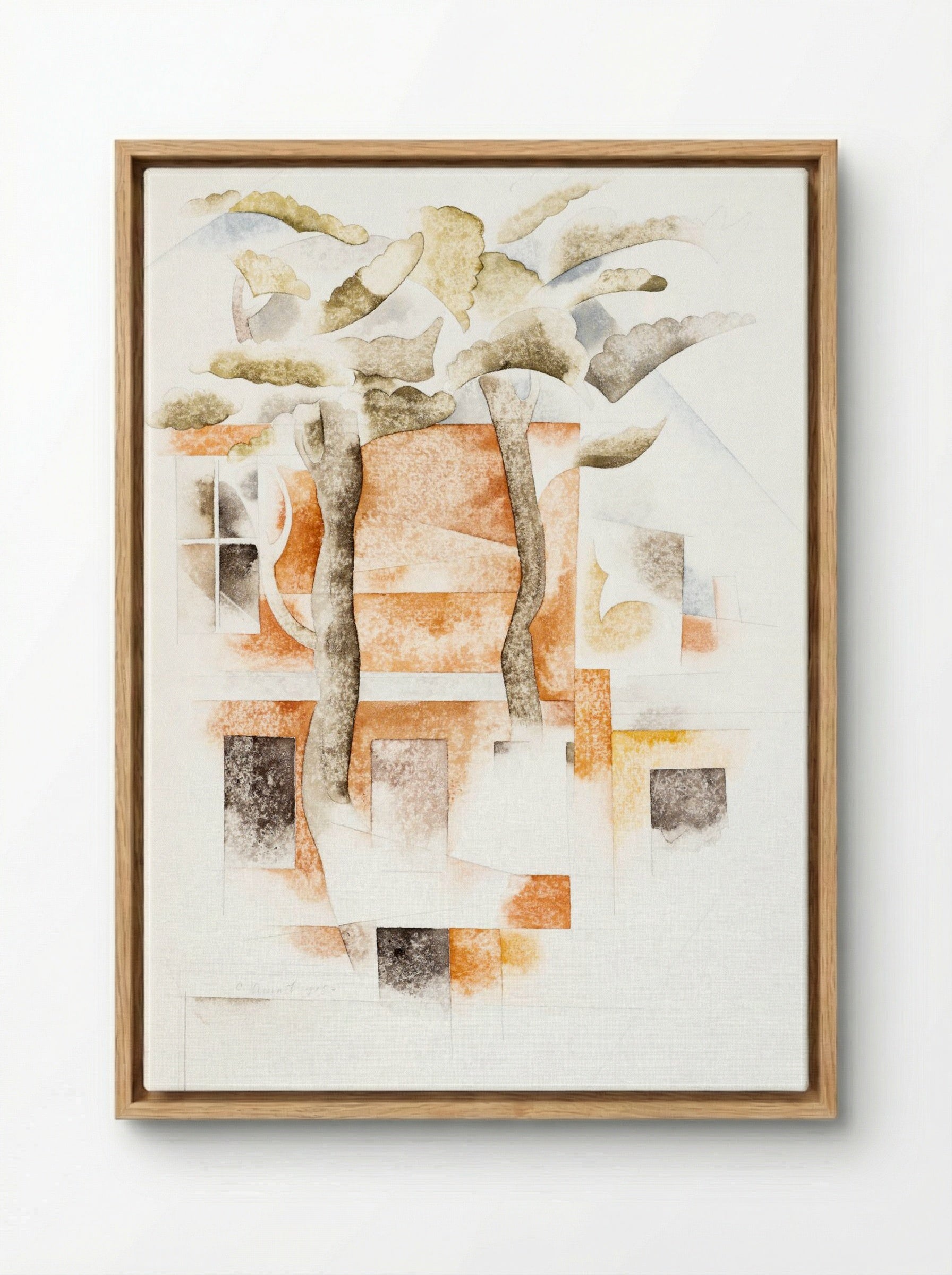 Bermuda Houses Seen Through Trees - Charles Demuth - Framed Canvas Wood