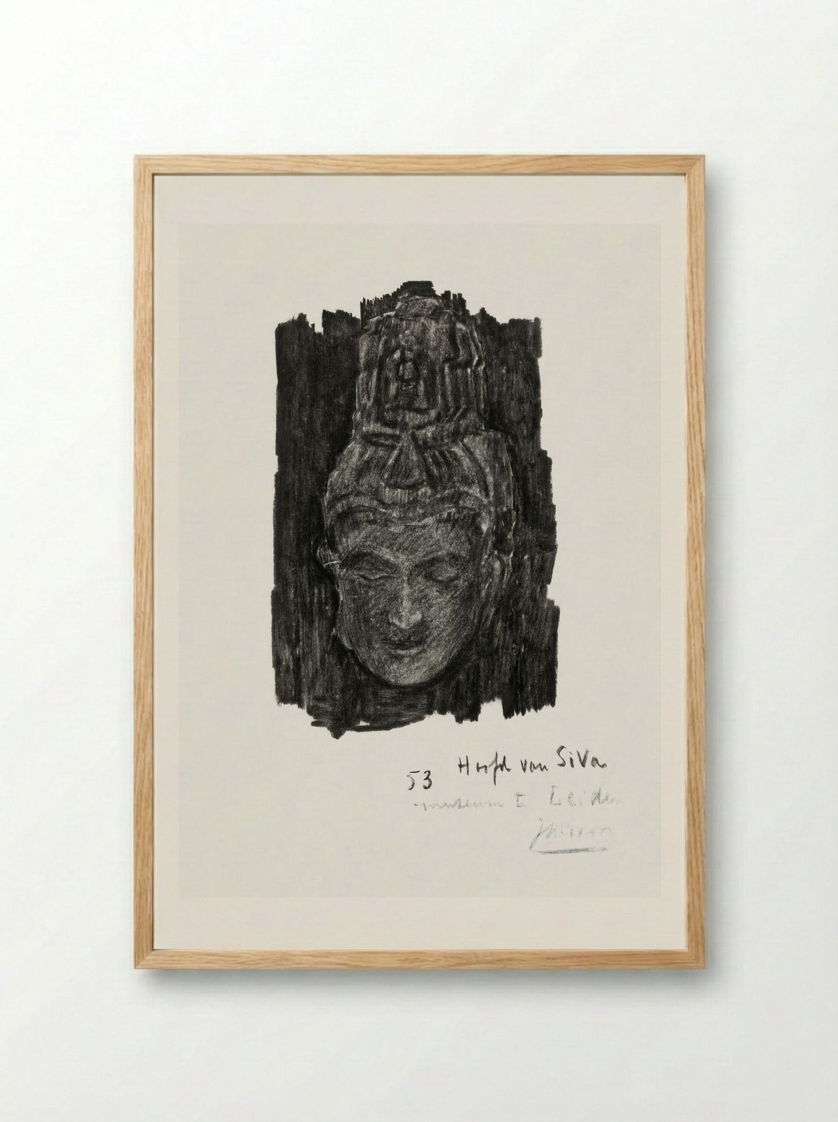 Study of Head of Shiva in the Museum of Ethnology in Leiden - Jan Toorop - Framed Print Wood