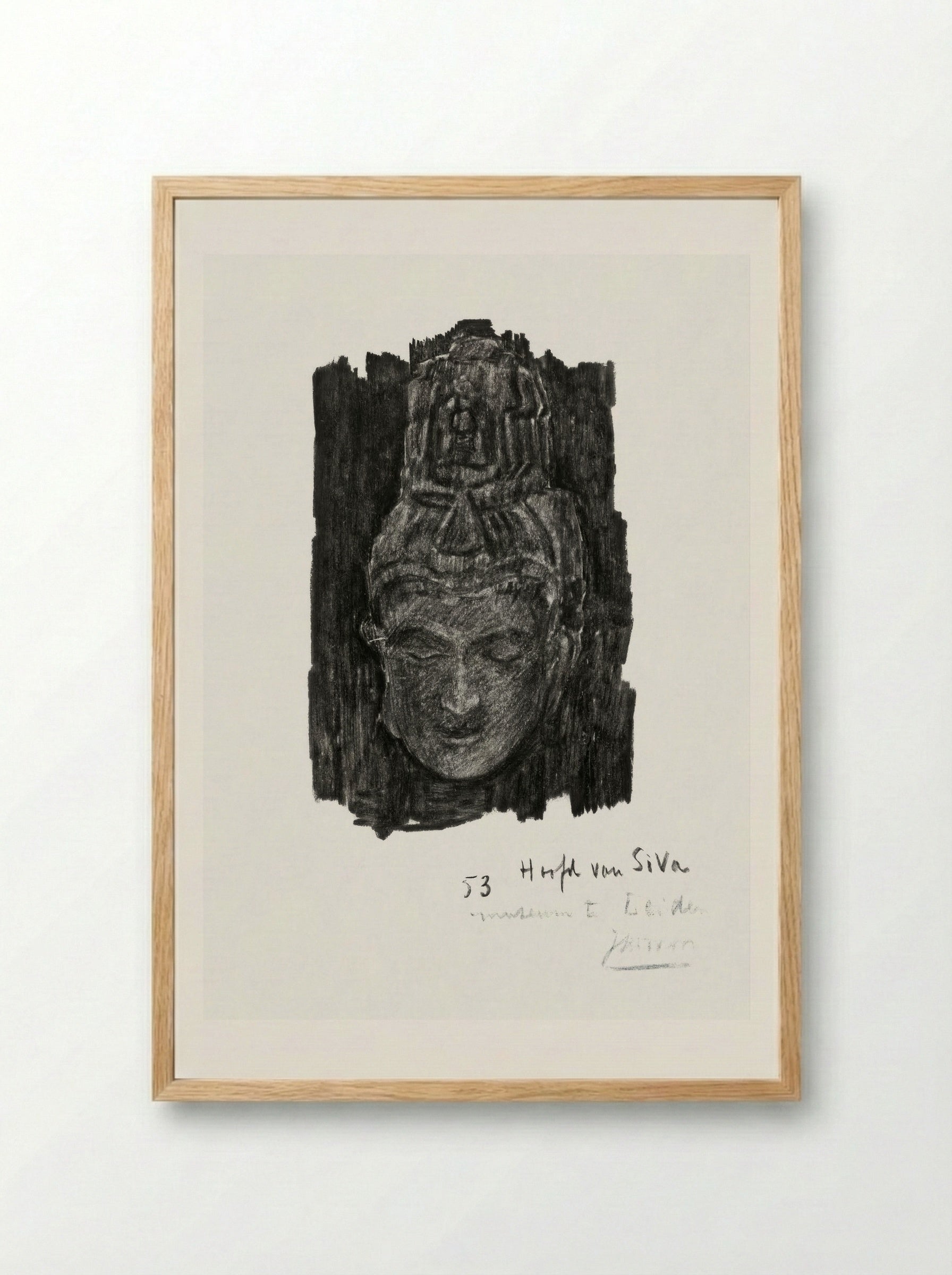 Study of Head of Shiva in the Museum of Ethnology in Leiden - Jan Toorop - Framed Print Wood
