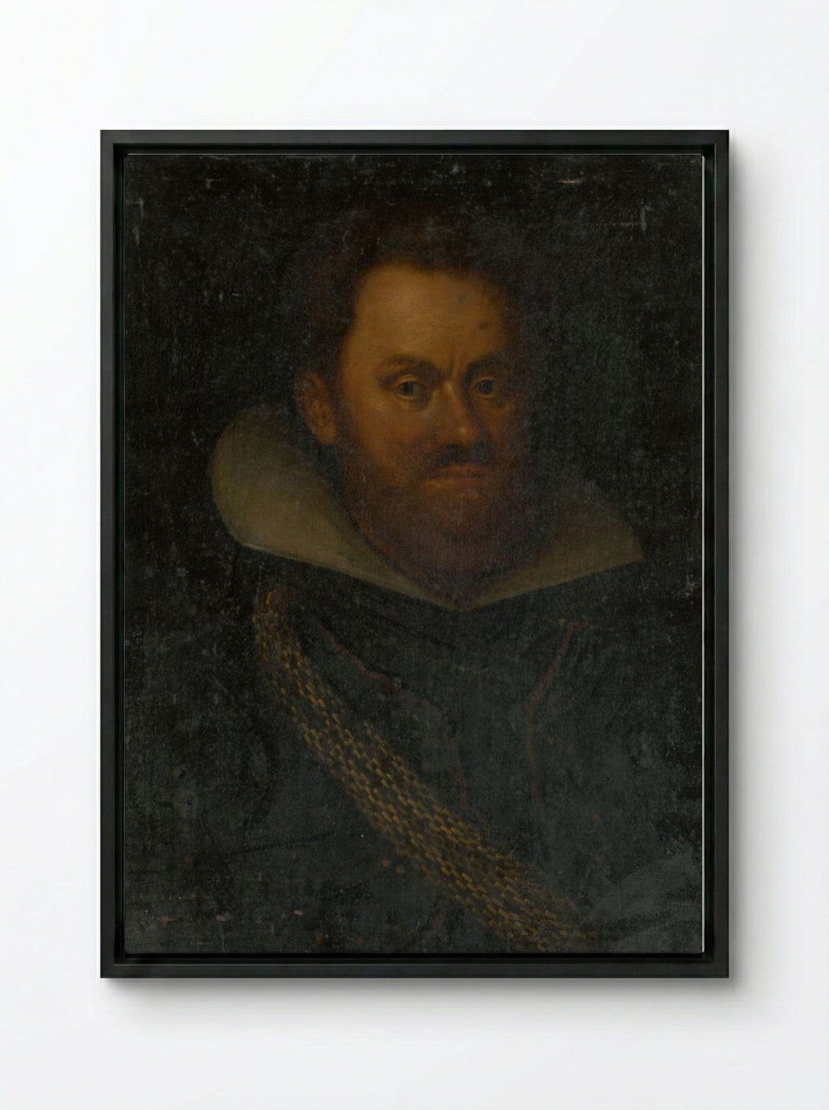 Portrait of an Old Nobleman - Fine Art Print - Framed Canvas Black