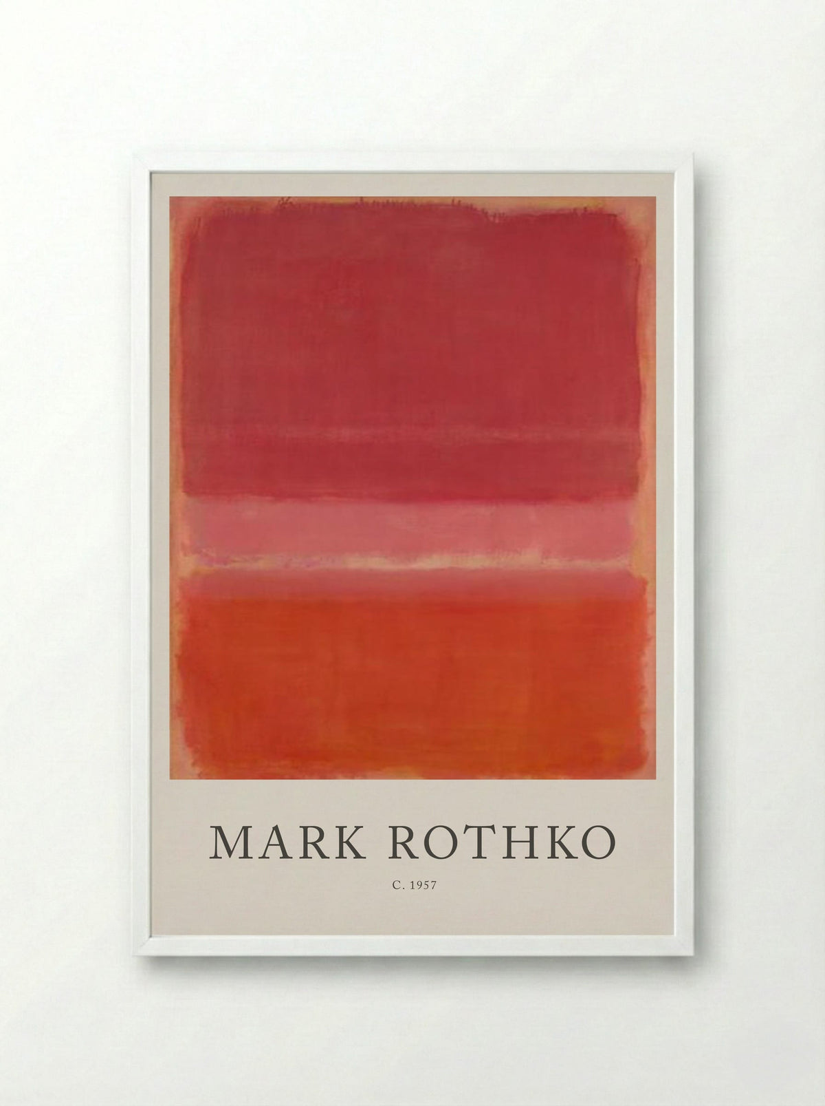 Untitled (Three Rectangles, Shades of Red) - Mark Rothko - Framed Print White