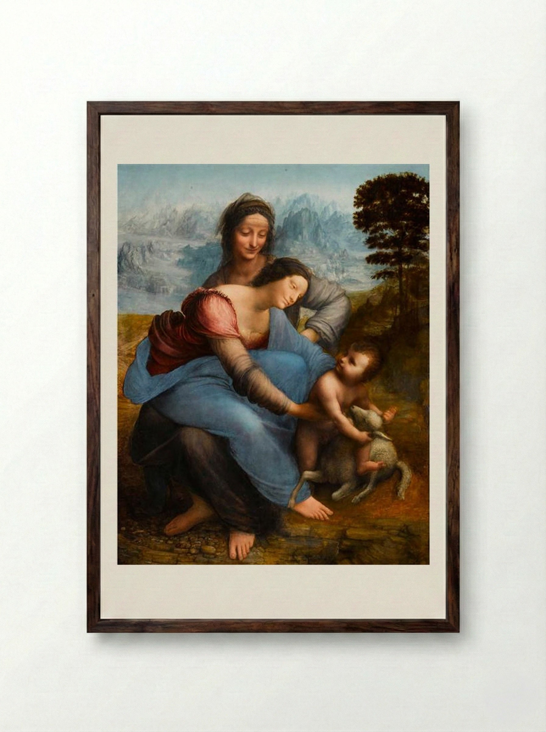 The Virgin and Child with Saint Anne - Leonardo da Vinci - Framed Print Dark Wood