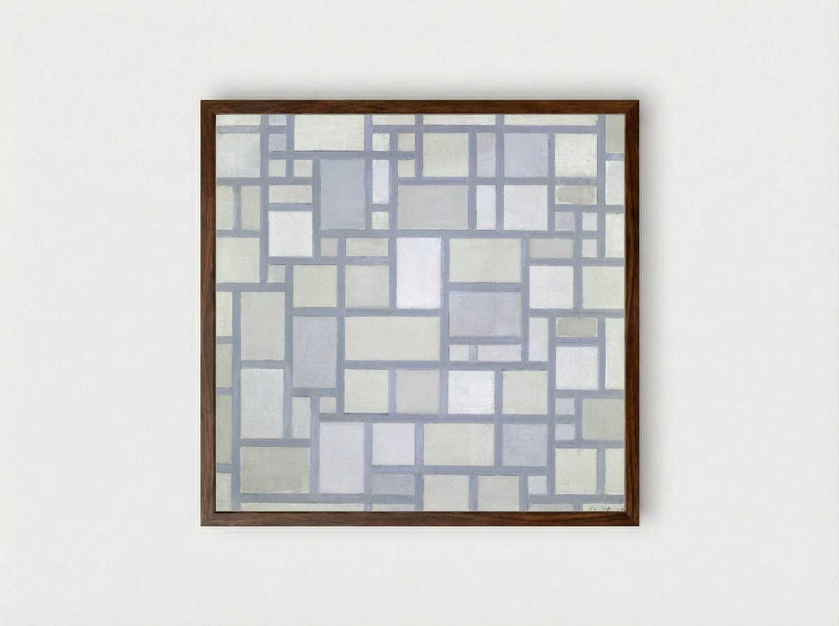 Composition with Gray Lines - Piet Mondrian - Framed Print Dark Wood