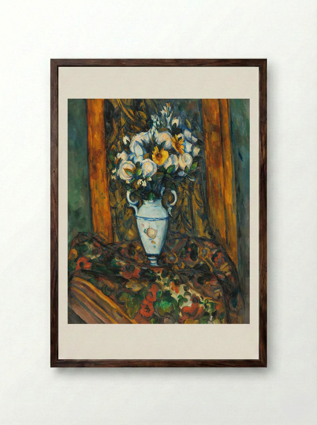 Vase of Flowers - Paul Cézanne - Framed Print Dark Wood
