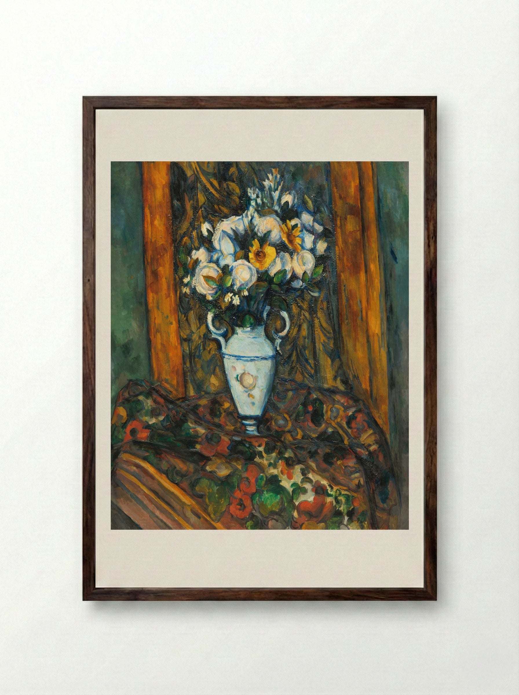 Vase of Flowers - Paul Cézanne - Framed Print Dark Wood