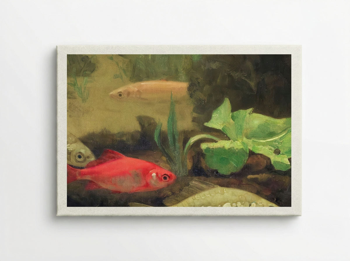 Gold and Silverfish in an Aquarium - Gerrit Willem Dijsselhof - Canvas