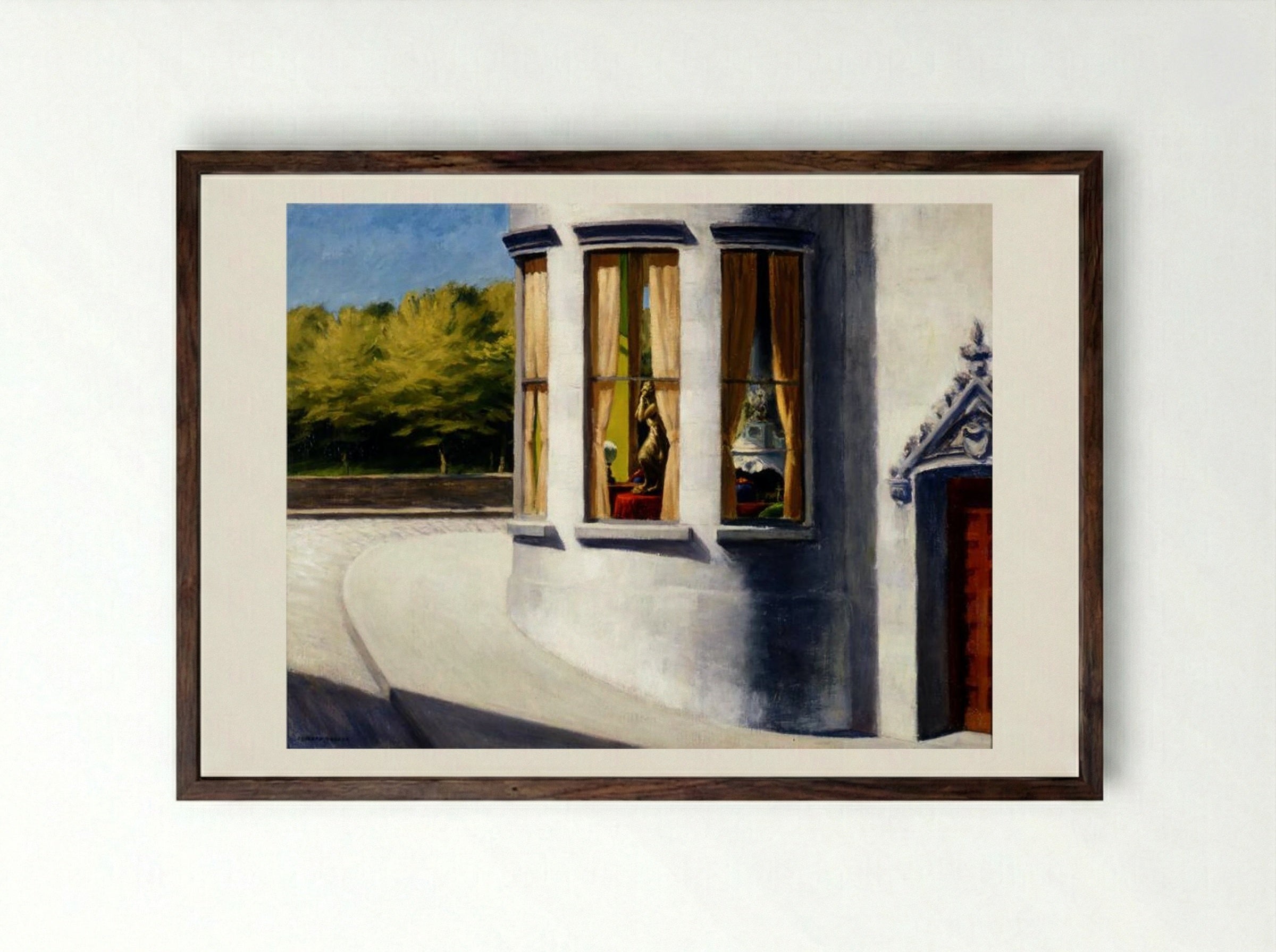 August in the City - Edward Hopper - Framed Print Dark Wood