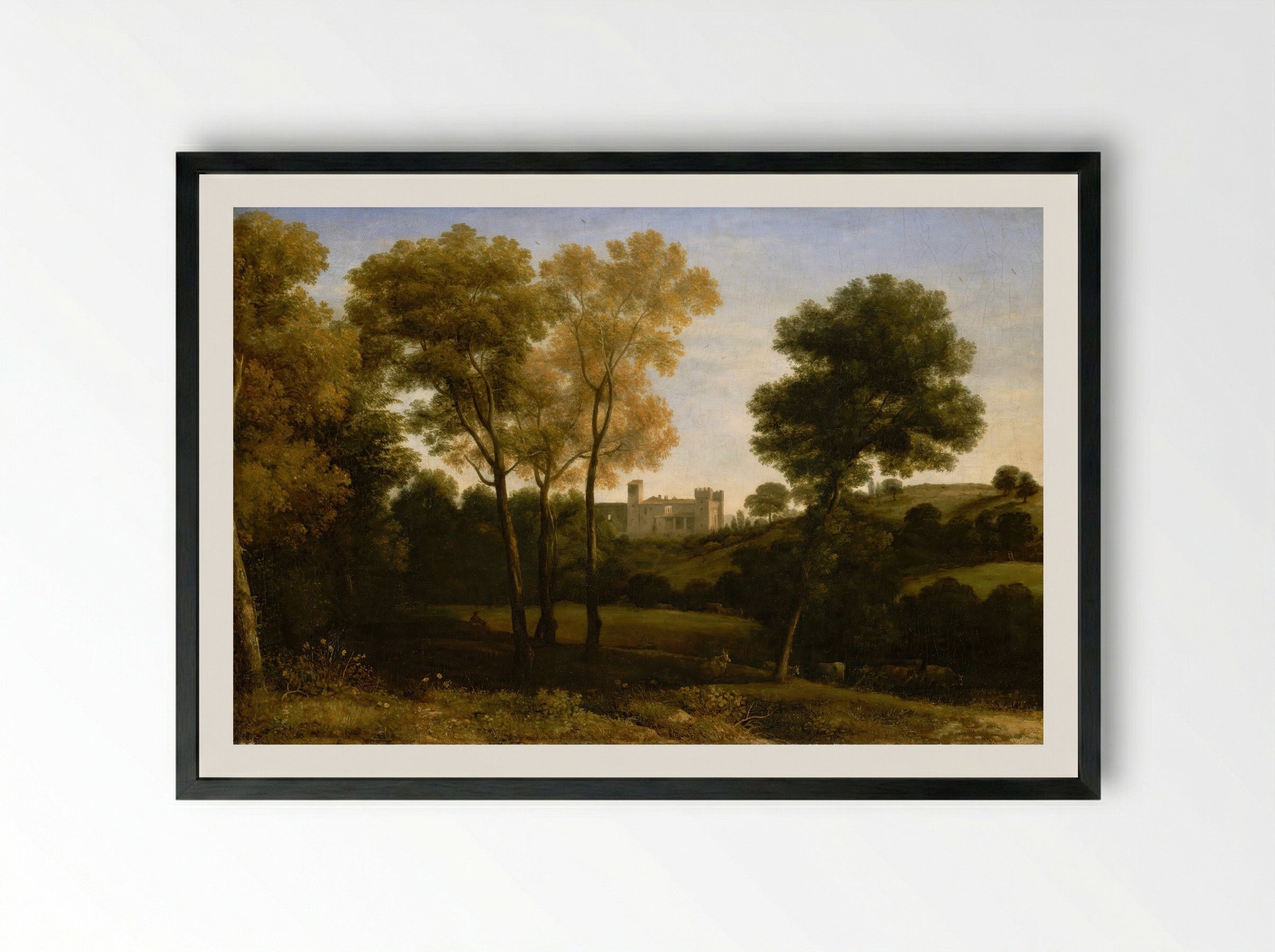 View of La Crescenza - Claude Lorrain - Framed Print Black