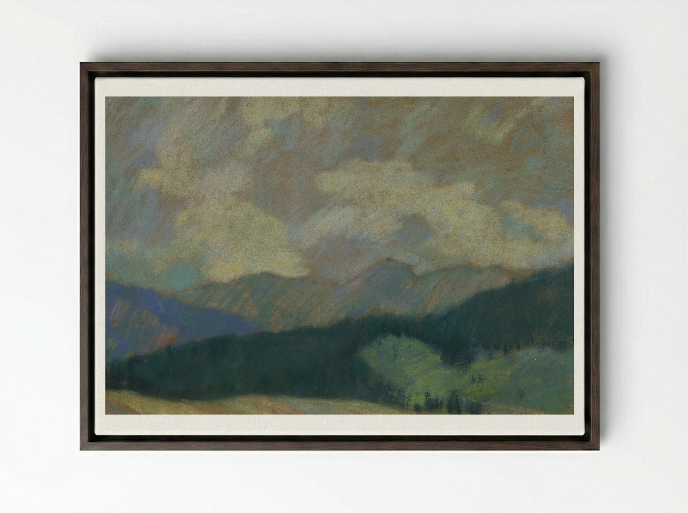 Mountain Landscape - Zolo Palugyay - Framed Canvas Dark Wood