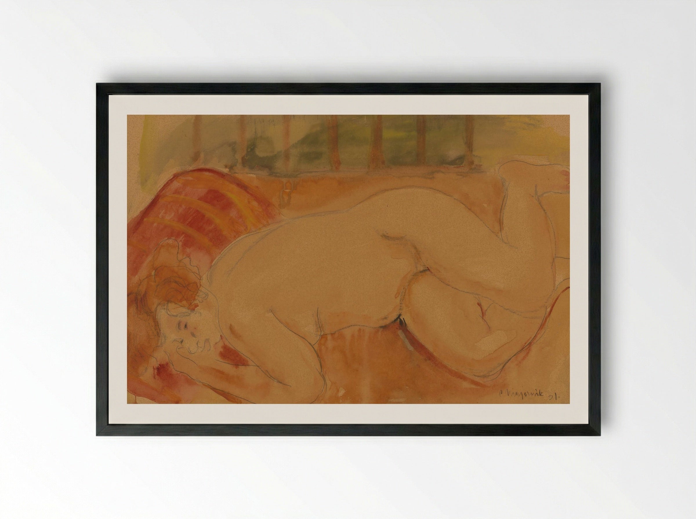 Reclining Nude - Cyprián Majerník - Framed Print Black