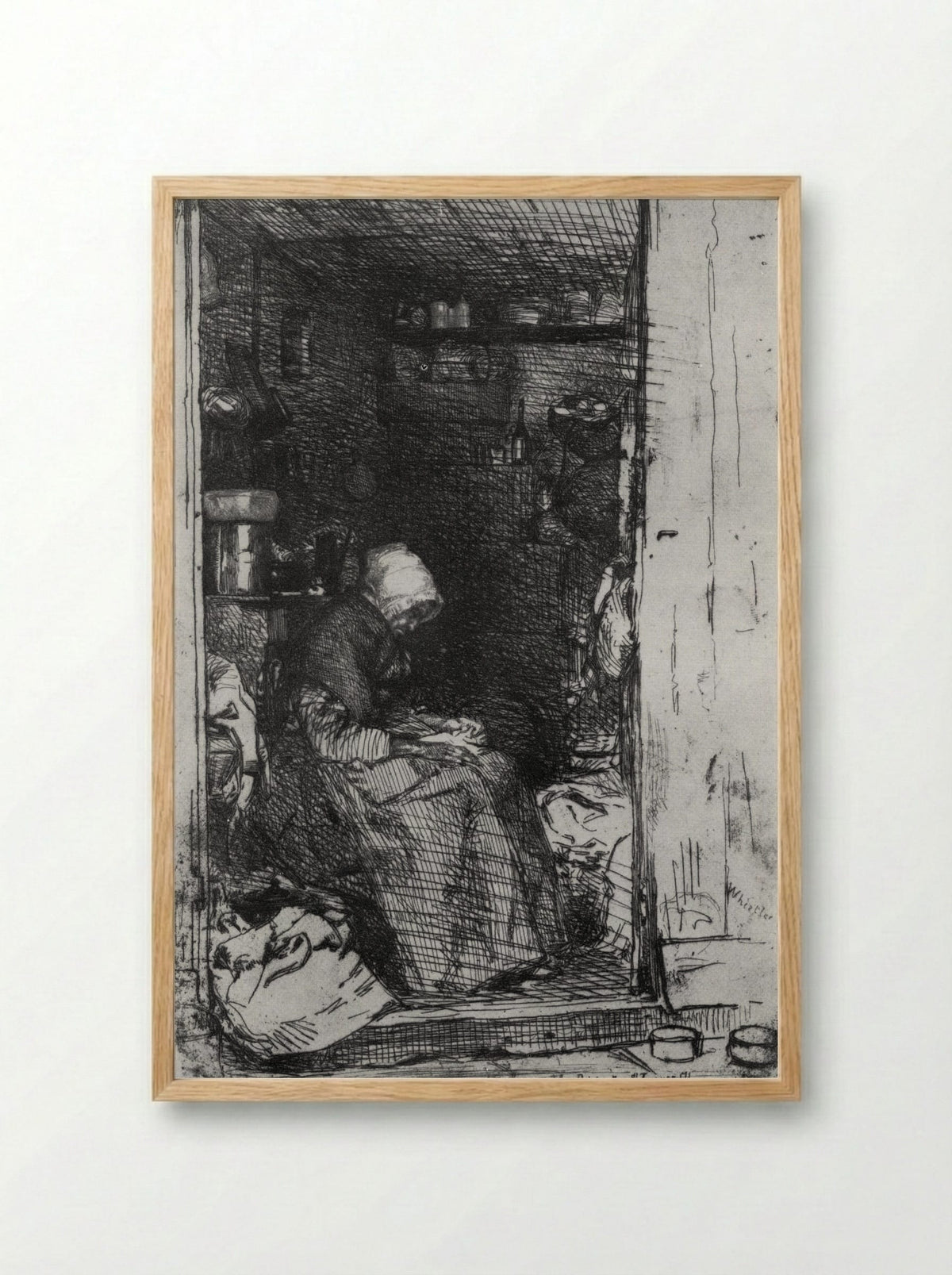 Old Woman with Rags - James McNeill Whistler - Framed Print Wood