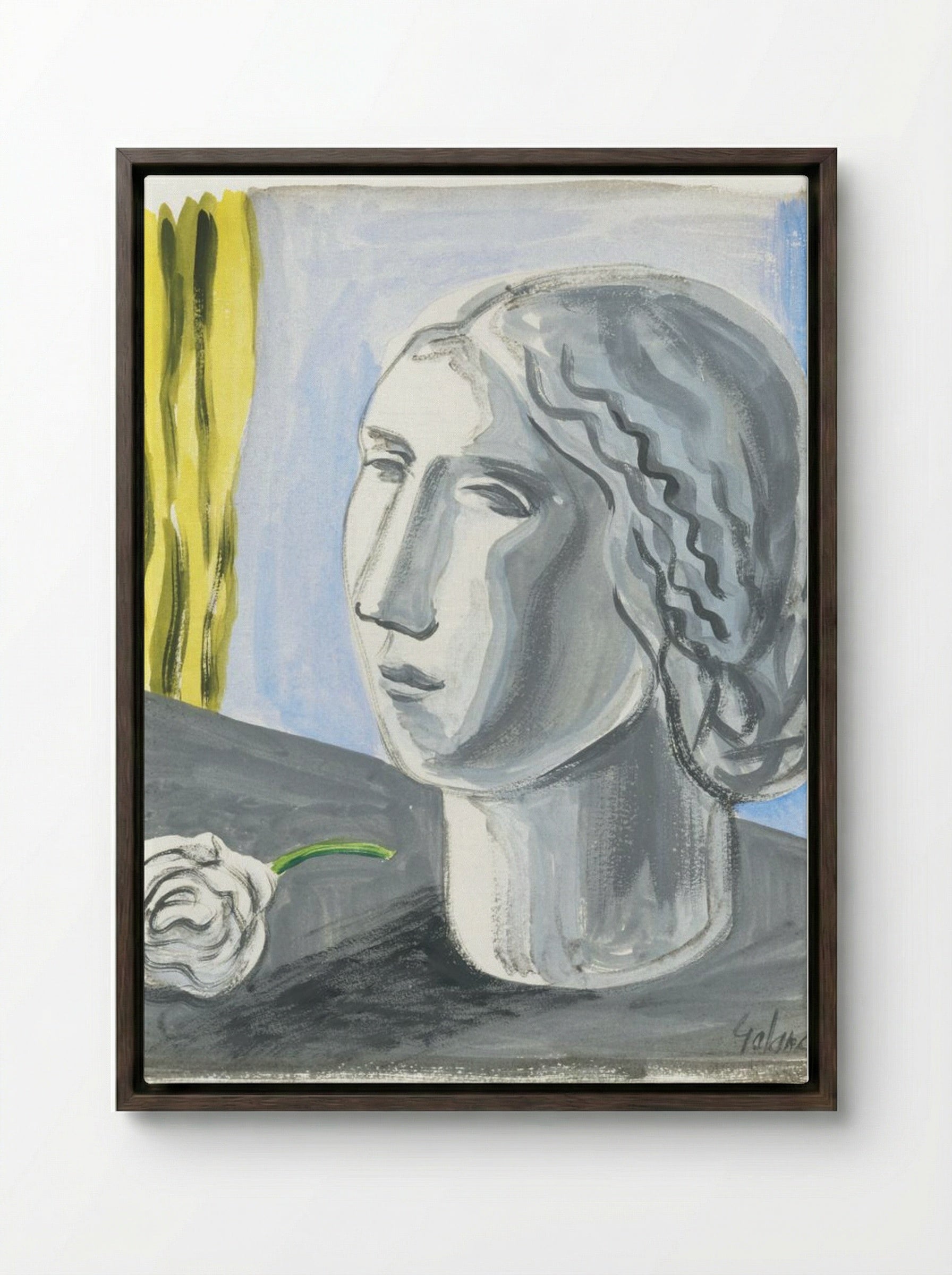 Fragment of Female Head - Mikuláš Galanda - Framed Canvas Dark Wood