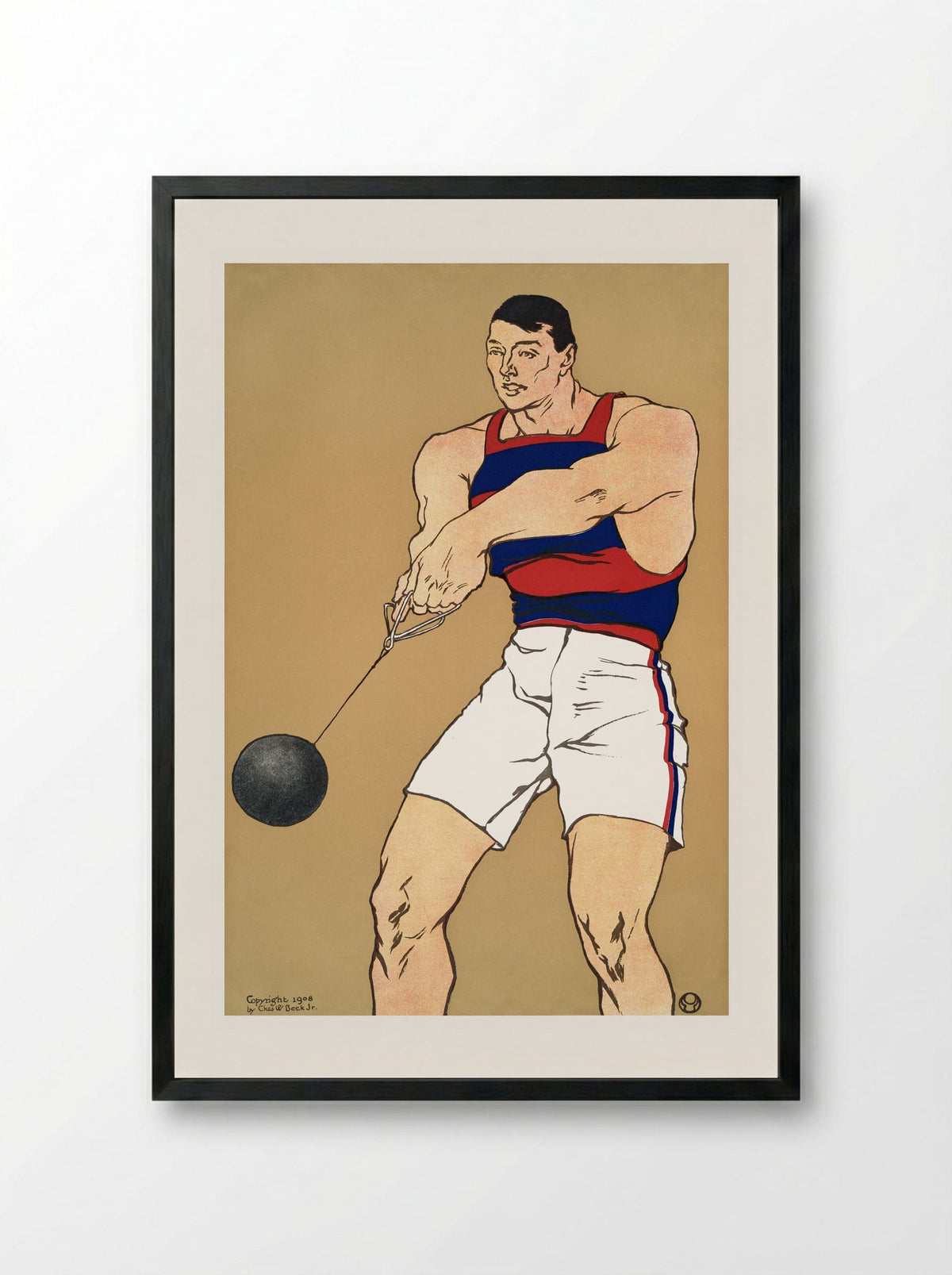 Hammer Throw - Edward Penfield - Framed Print Black