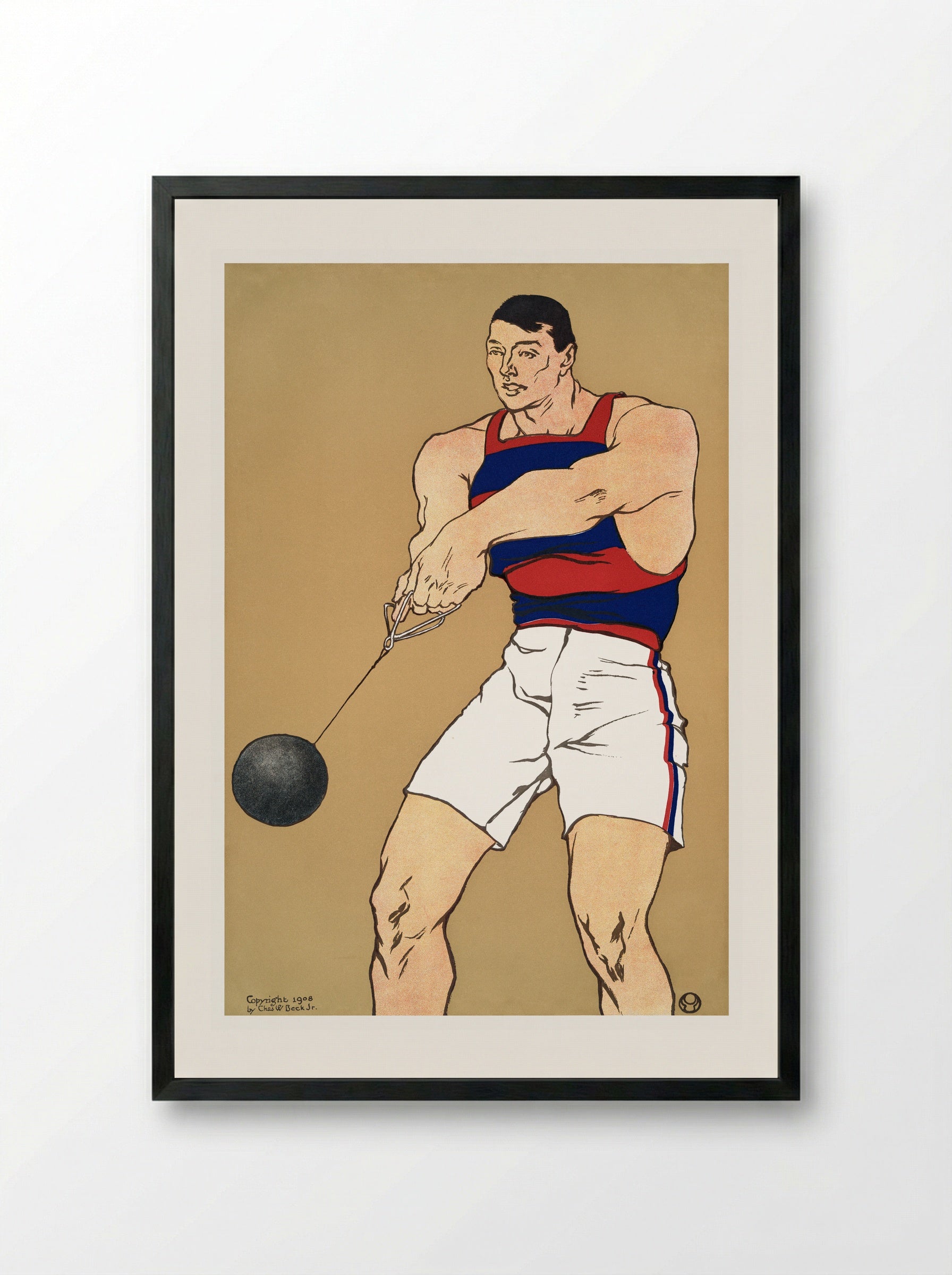 Hammer Throw - Edward Penfield - Framed Print Black